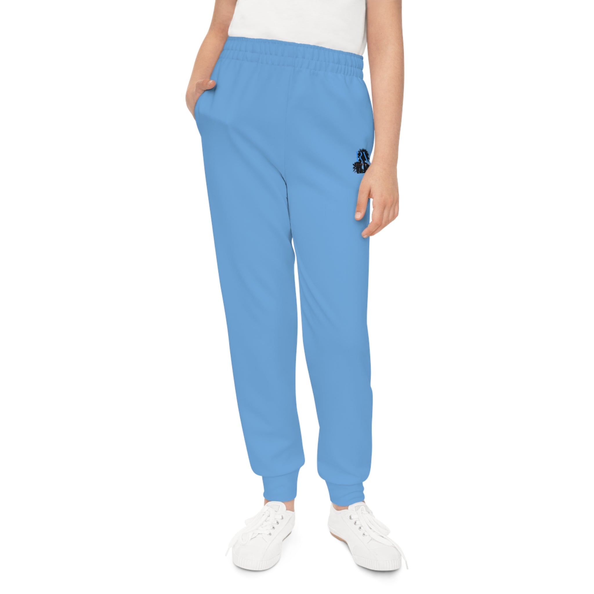 Rich Vibes RV Palm Tree Light Blue - Youth Joggers (AOP)