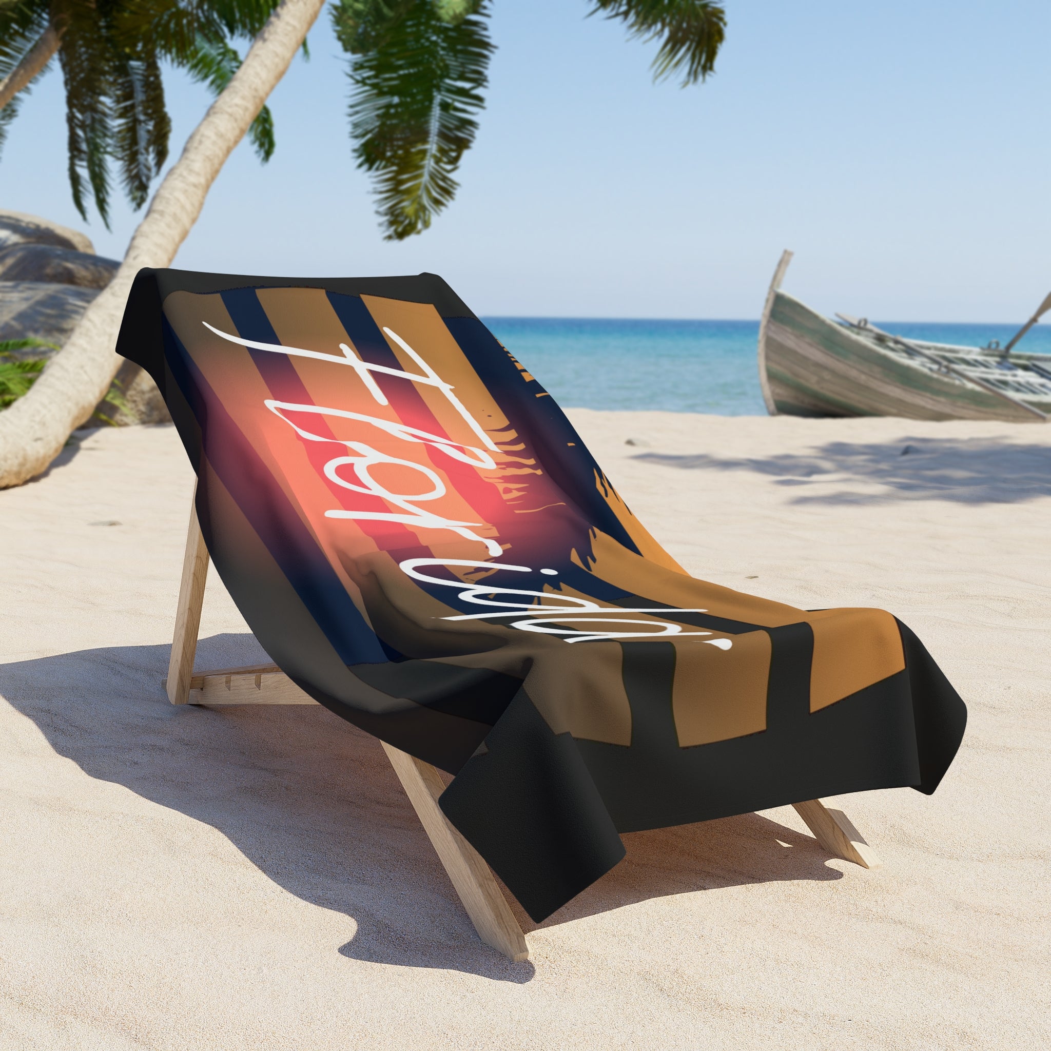 Rich Vibes Florida Sunset Boarder - Beach Towel - Black