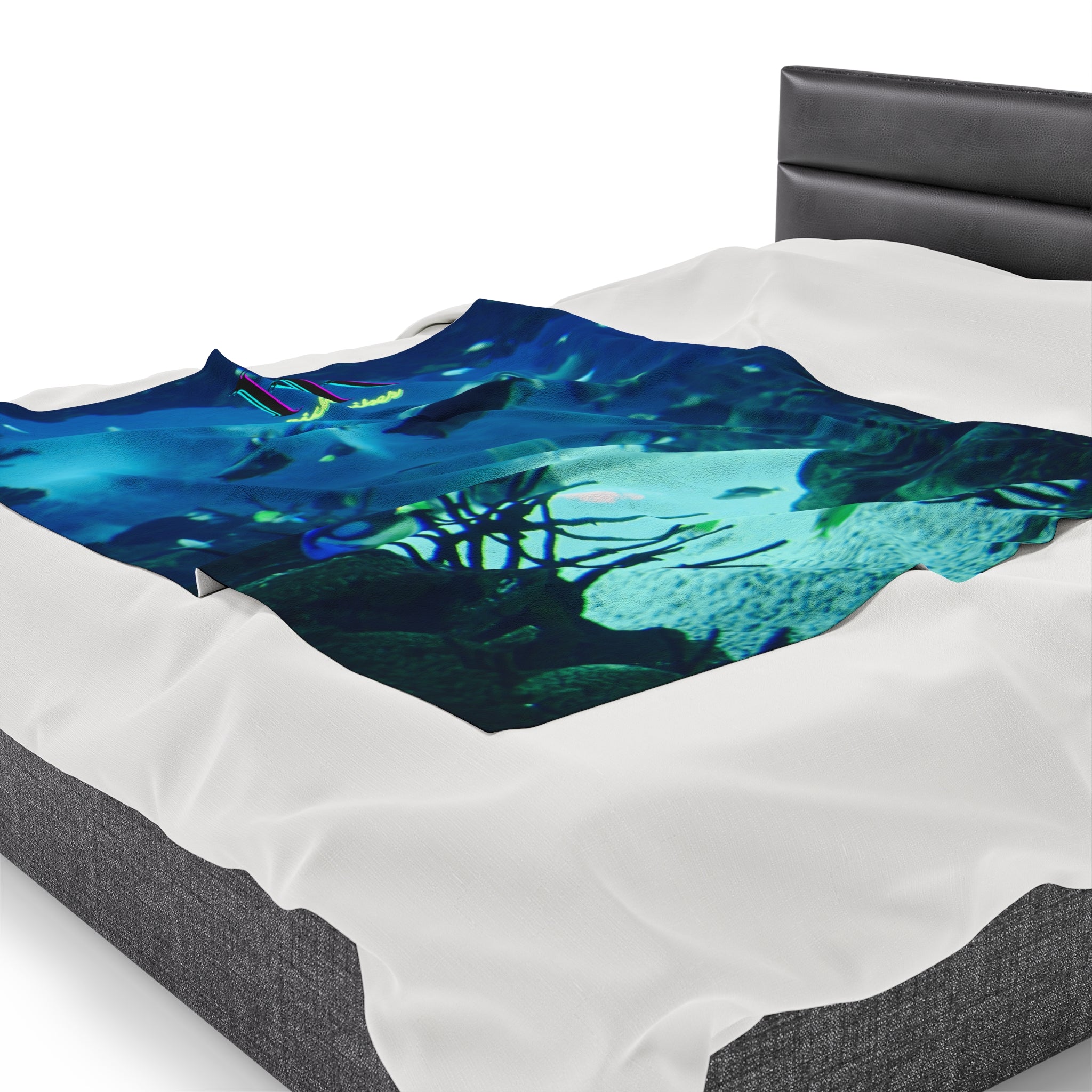 Rich Vibes Volt RR Blue Ocean Coral Reef  - Velveteen Plush Blanket