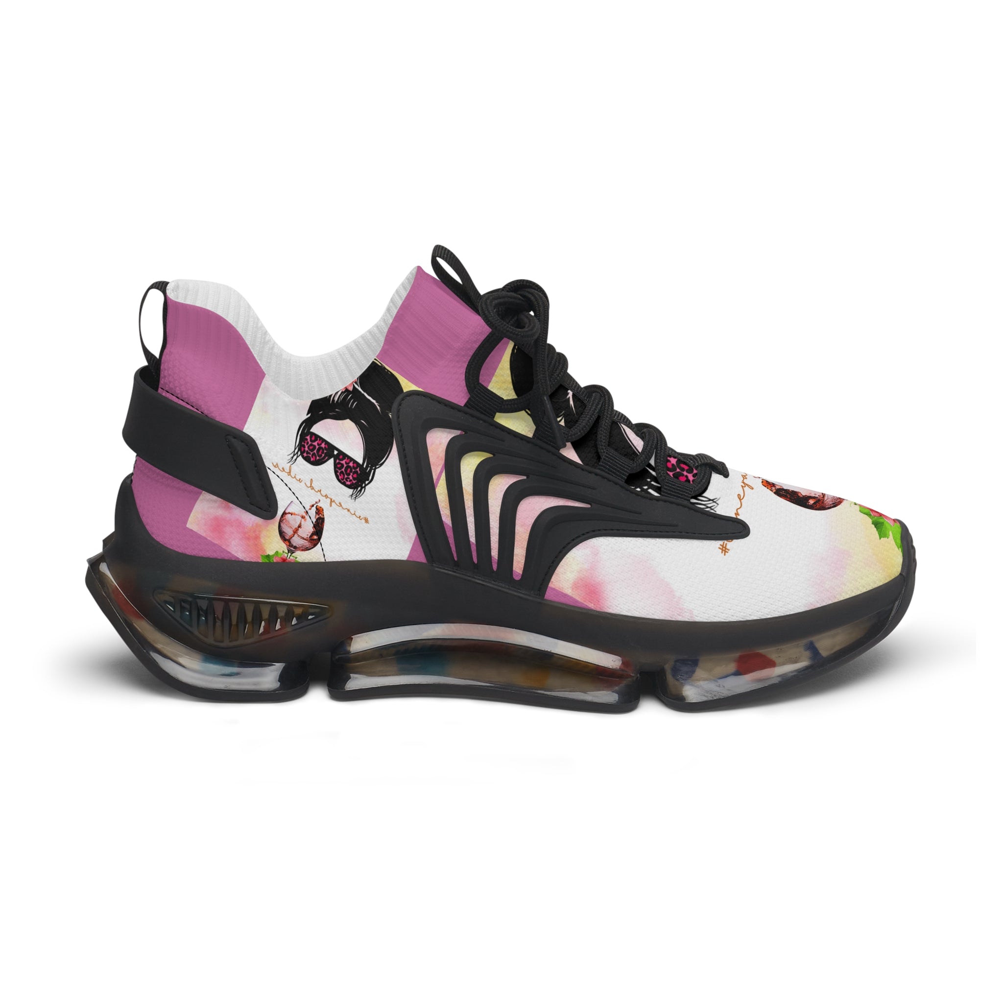 Vineyard Vibes Pink Water Color - Women's Mesh Sneakers