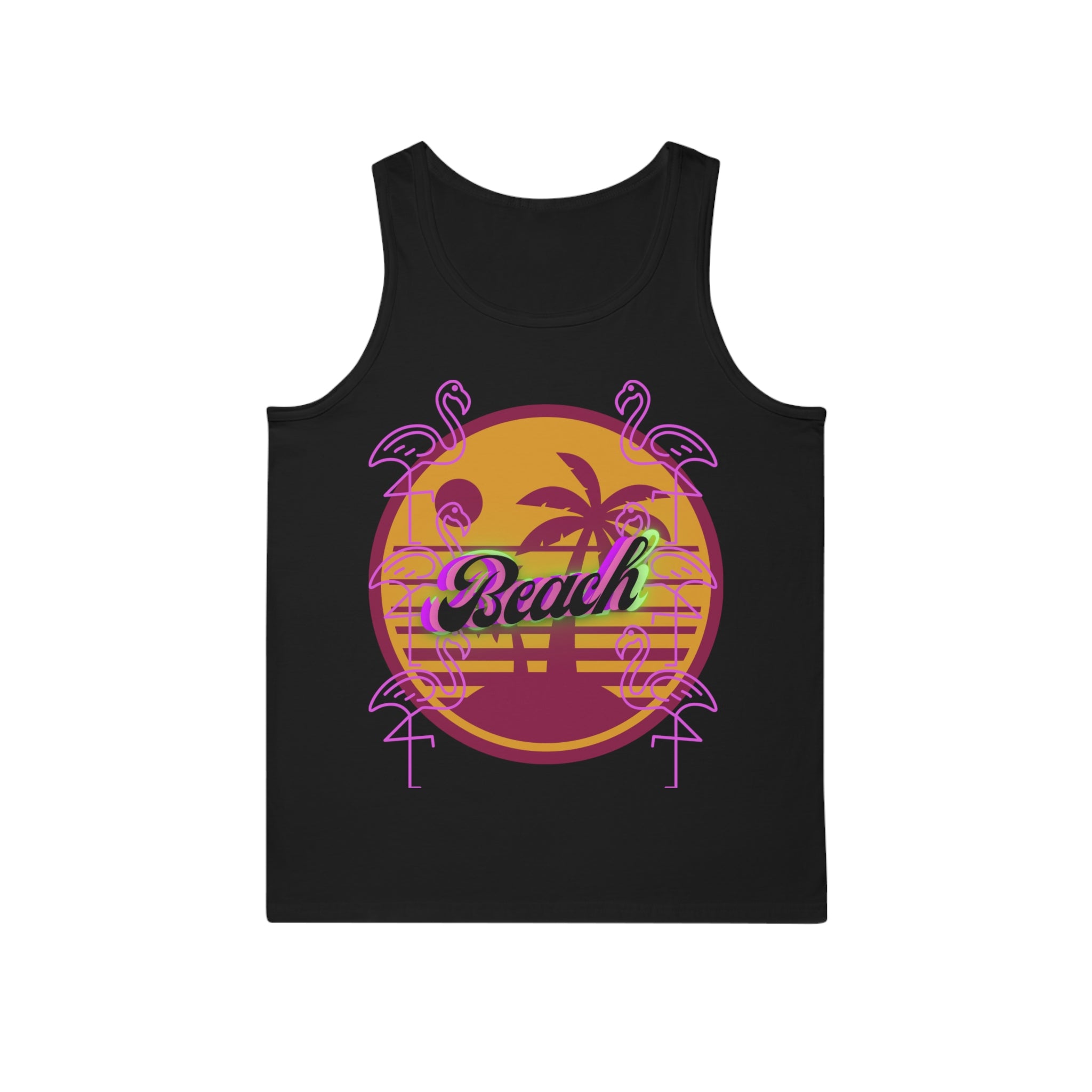 Beach Flamingo Sunset Softstyle™ Tank Top