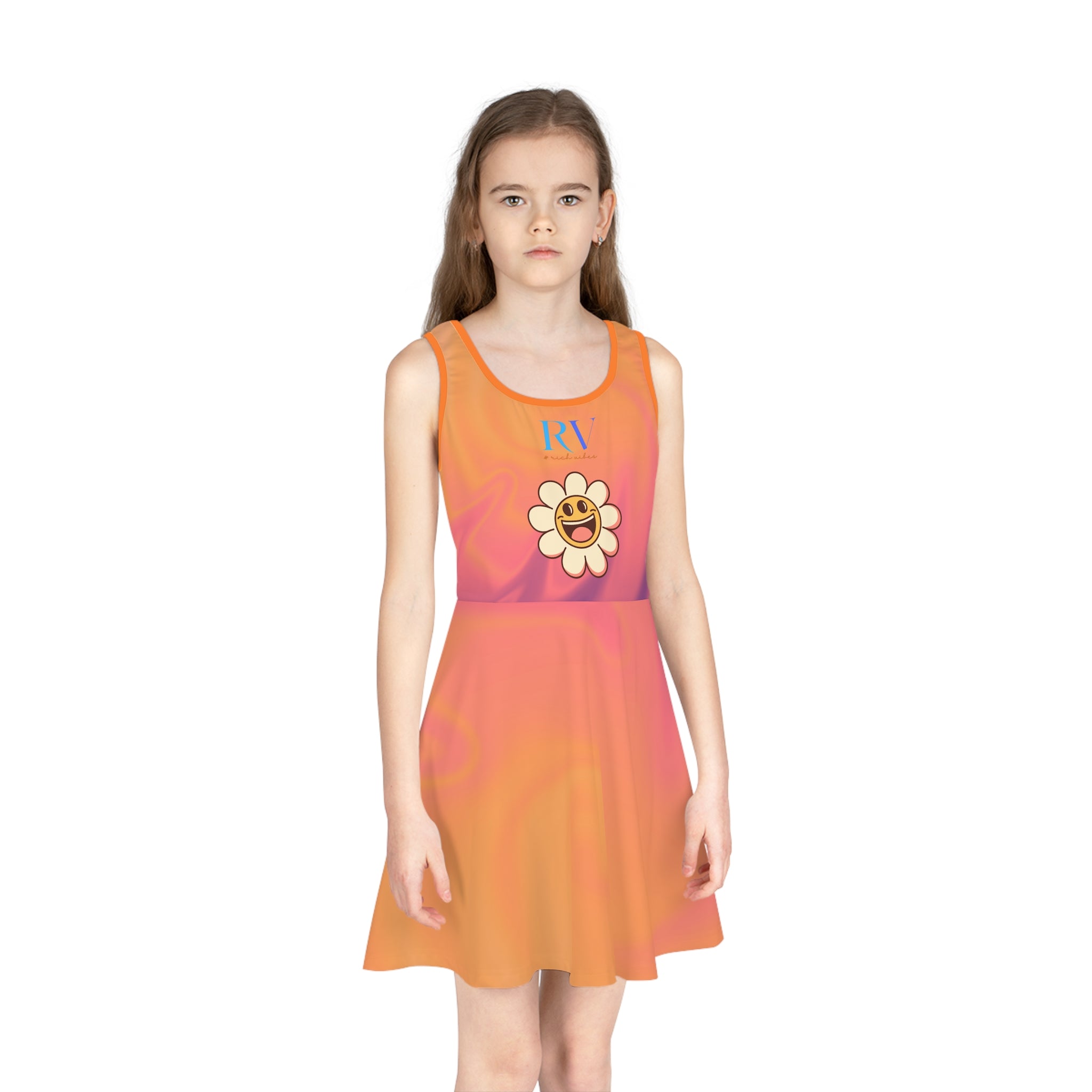 Rich Vibes RV Happy Daisy Autumn - Girls' Sleeveless Sundress (AOP)