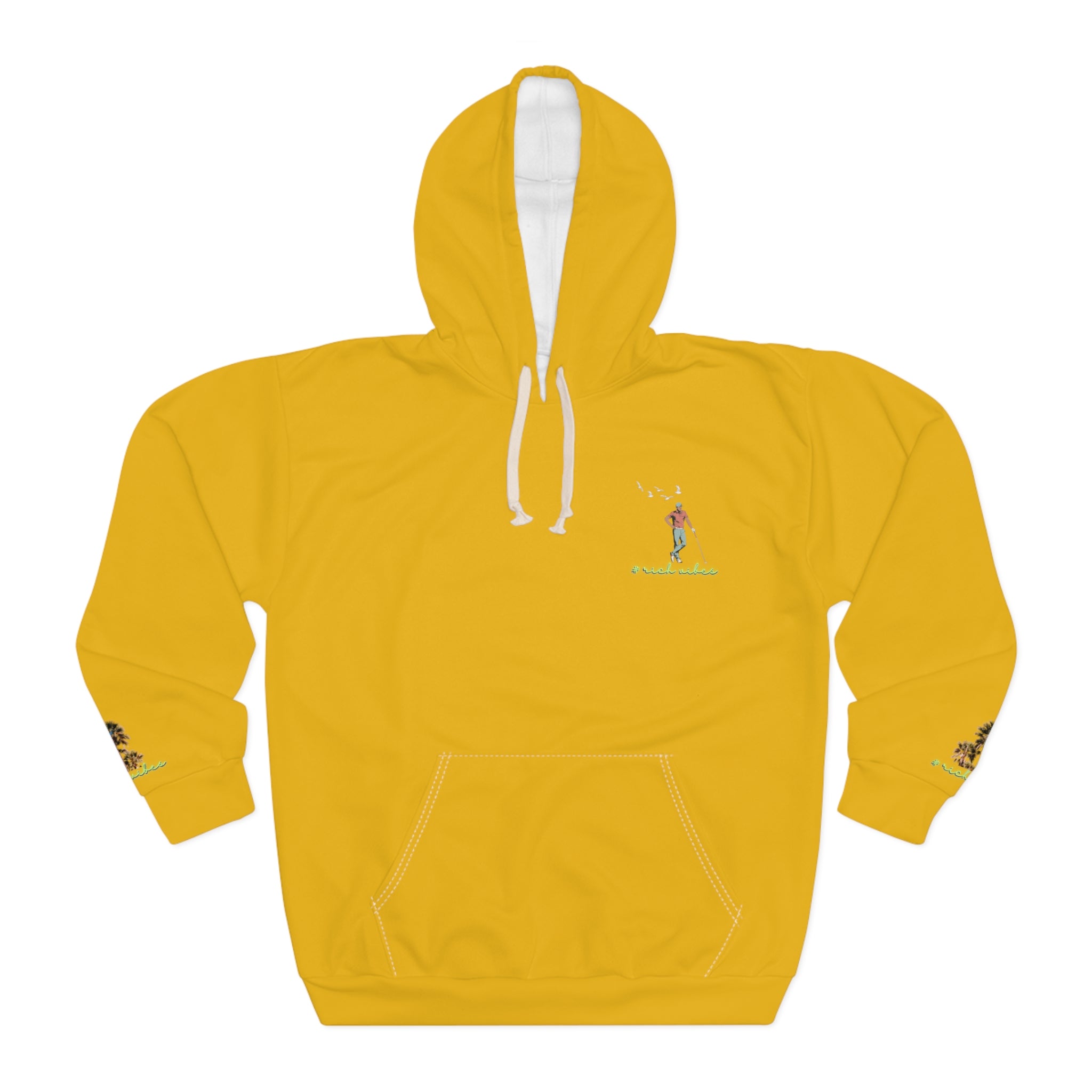 Rich Vibes Gold Colorful Palm Trees Volt Golf Pro 1.0 - Unisex Pullover Hoodie (AOP)