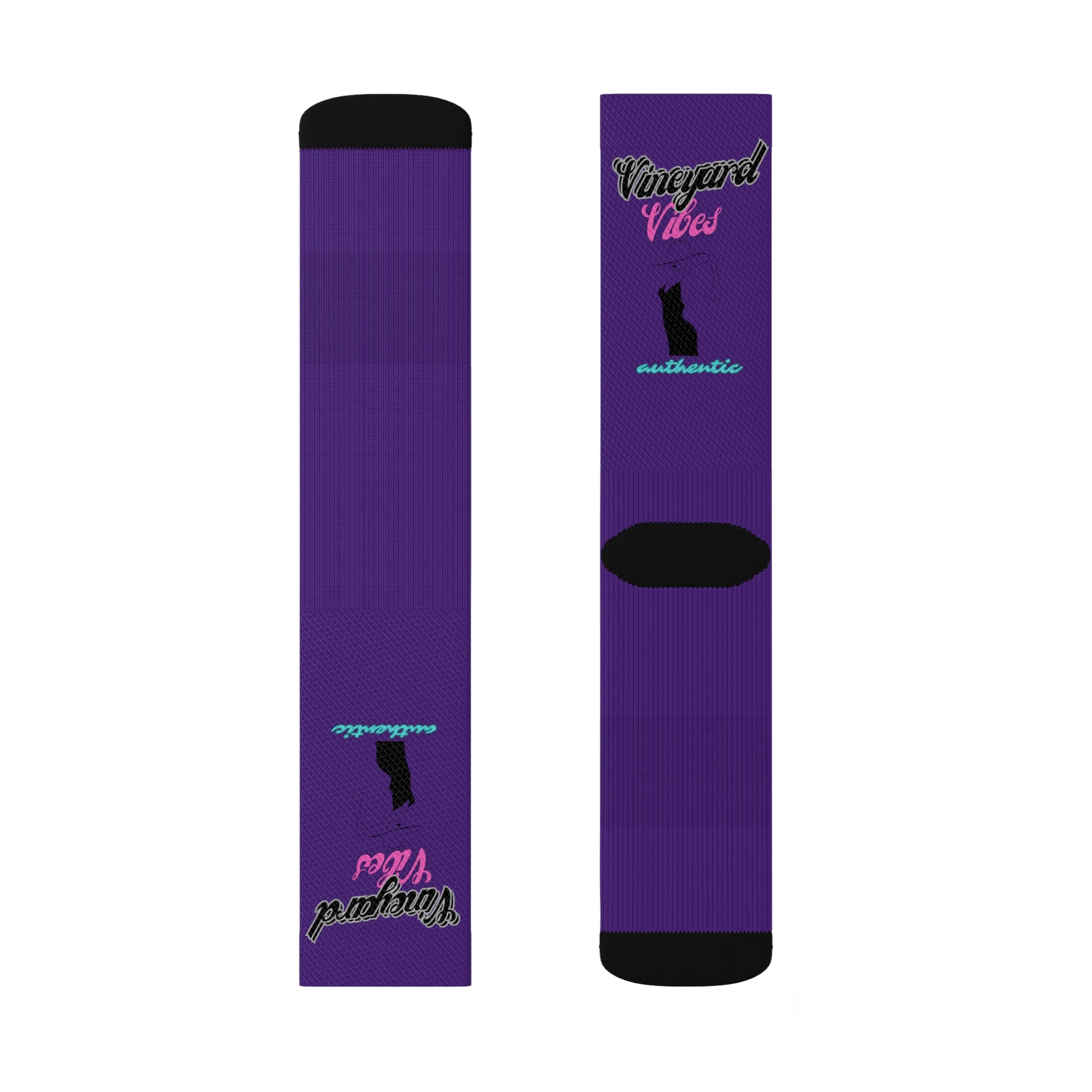 Vineyard Vibes Pink Silhouette Purple - Sublimation Socks