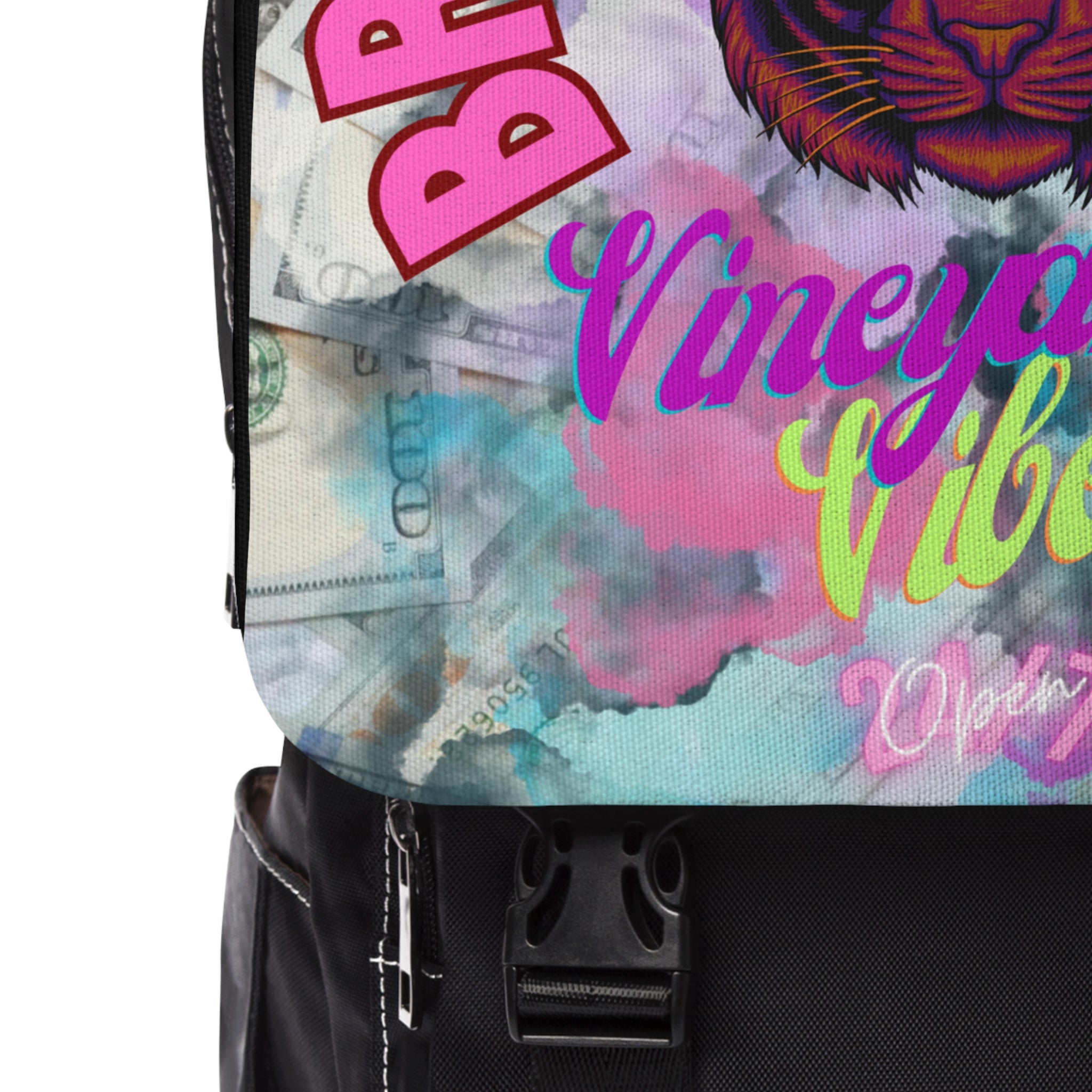 Vineyard Vibes Pink Tiger - Unisex Casual Shoulder Backpack