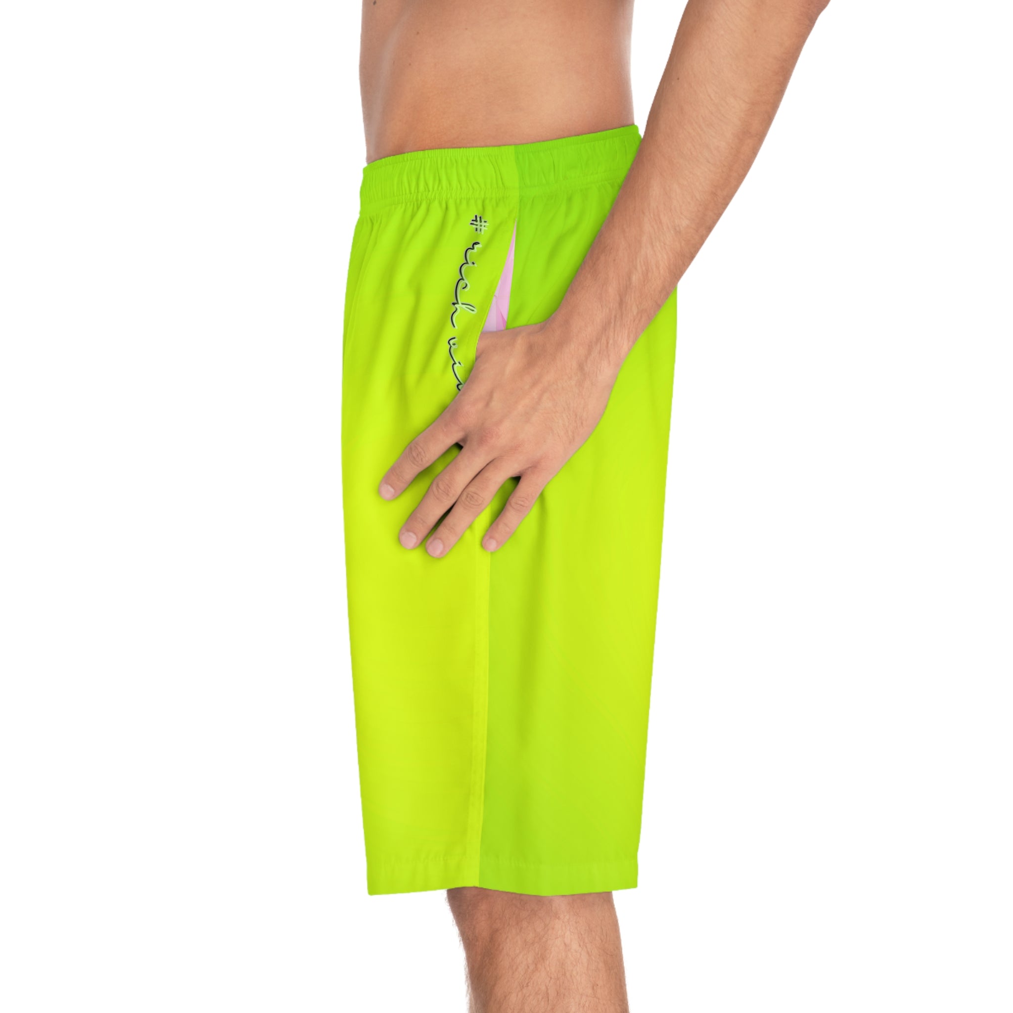 Rich Vibes Lime Green Tropical Beach Chill Vibes 1.0 - Men's Board Shorts (AOP)