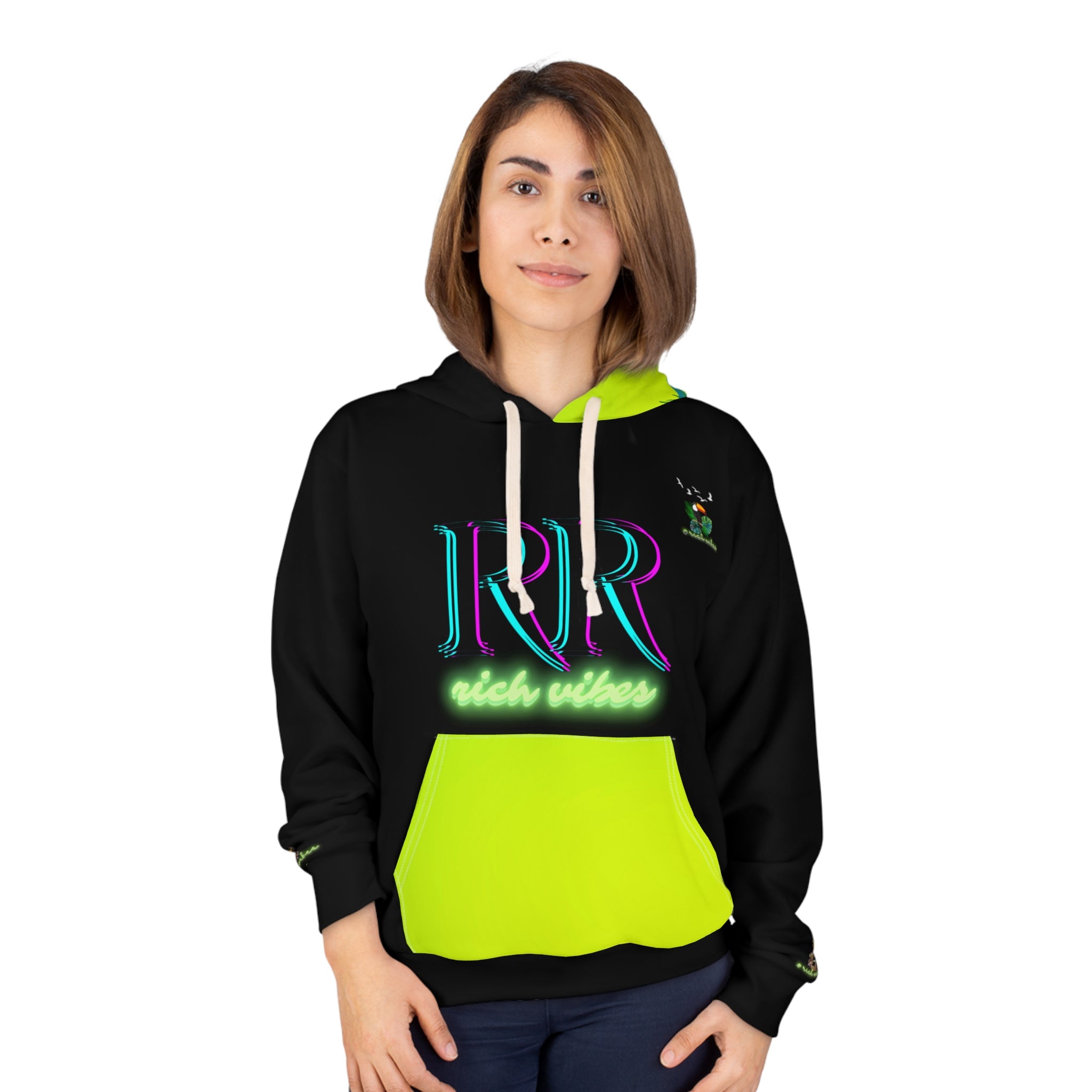 Rich Vibes Lime Green Volt RR Tropical Jungle Tiger 1.1 - Unisex Pullover Hoodie (AOP)