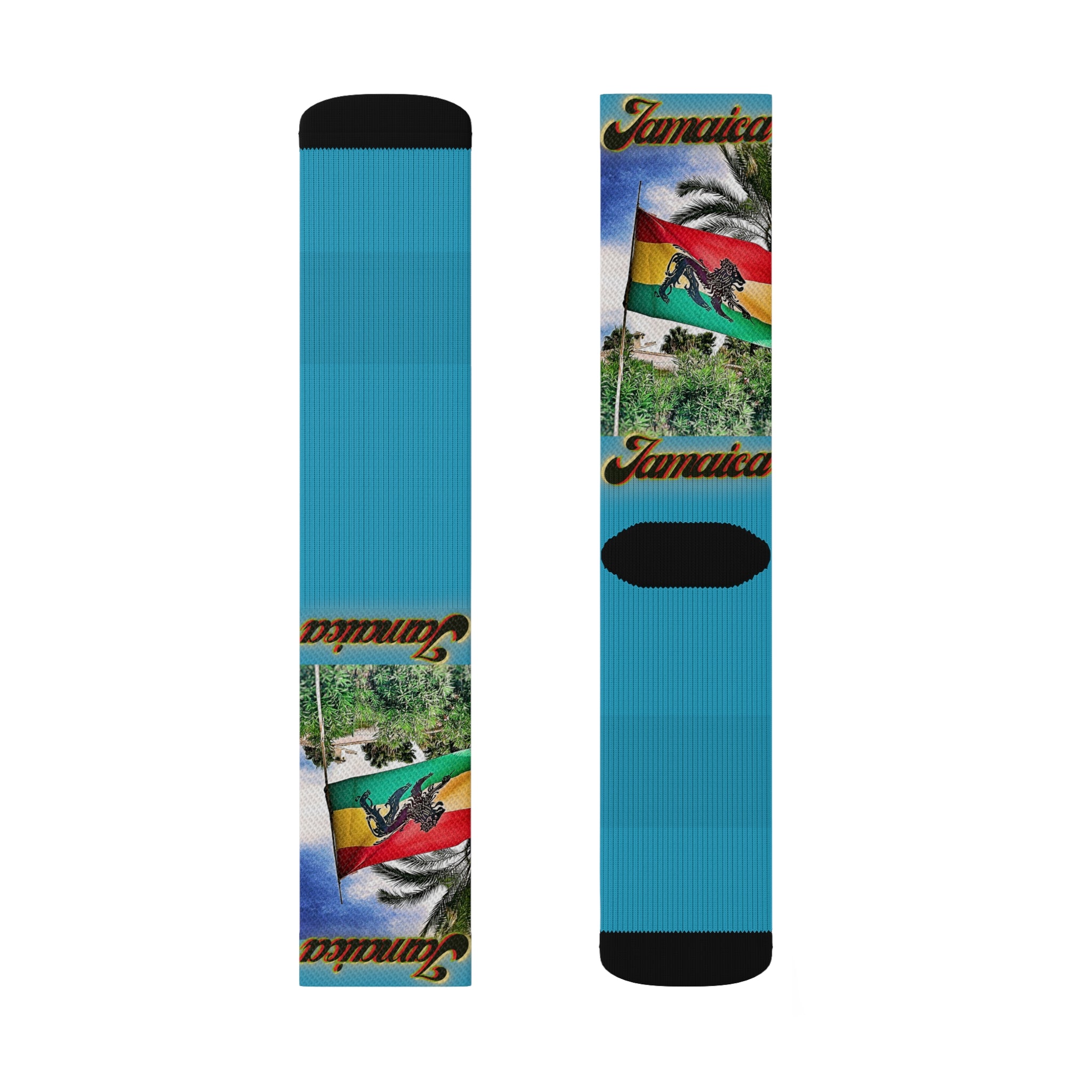 Lion Of Judah Jamaica Flag Turquiose - Sublimation Socks