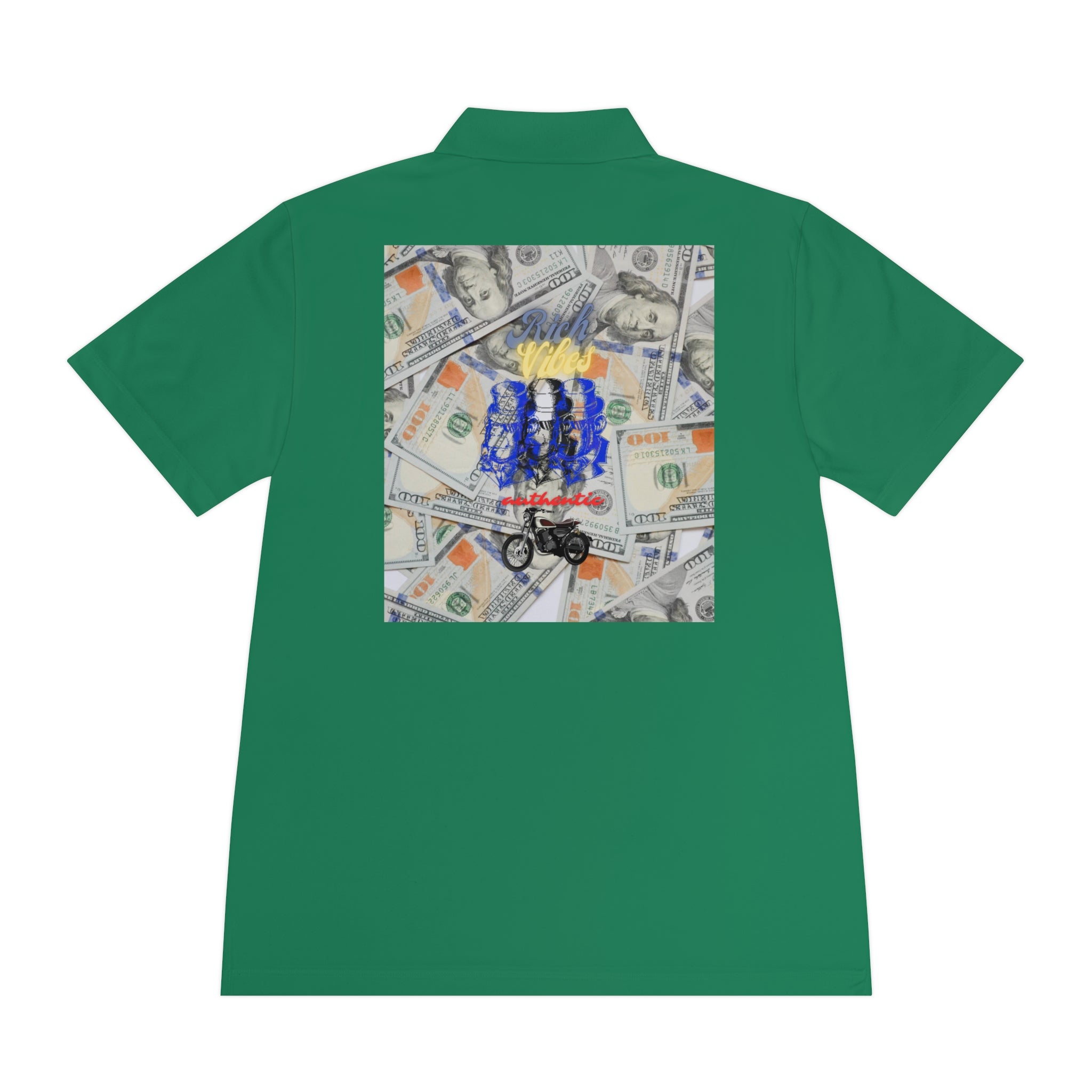 Rich Vibes Authentic Blue Ape 3 Stack Benjamin Franklin 3.0 - Men's Sport Polo Shirt