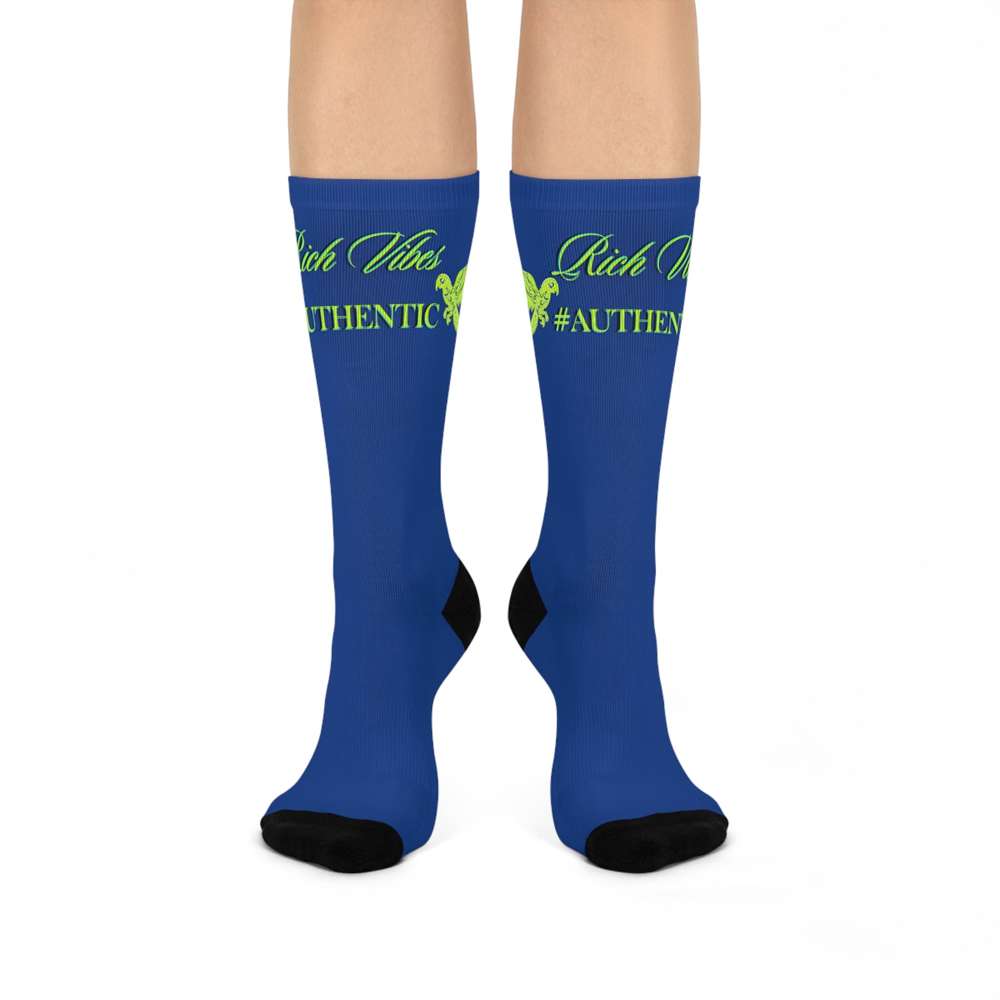 Rich Vibes Authentic Volt Parrot Logo - Cushioned Crew Socks (Blue)