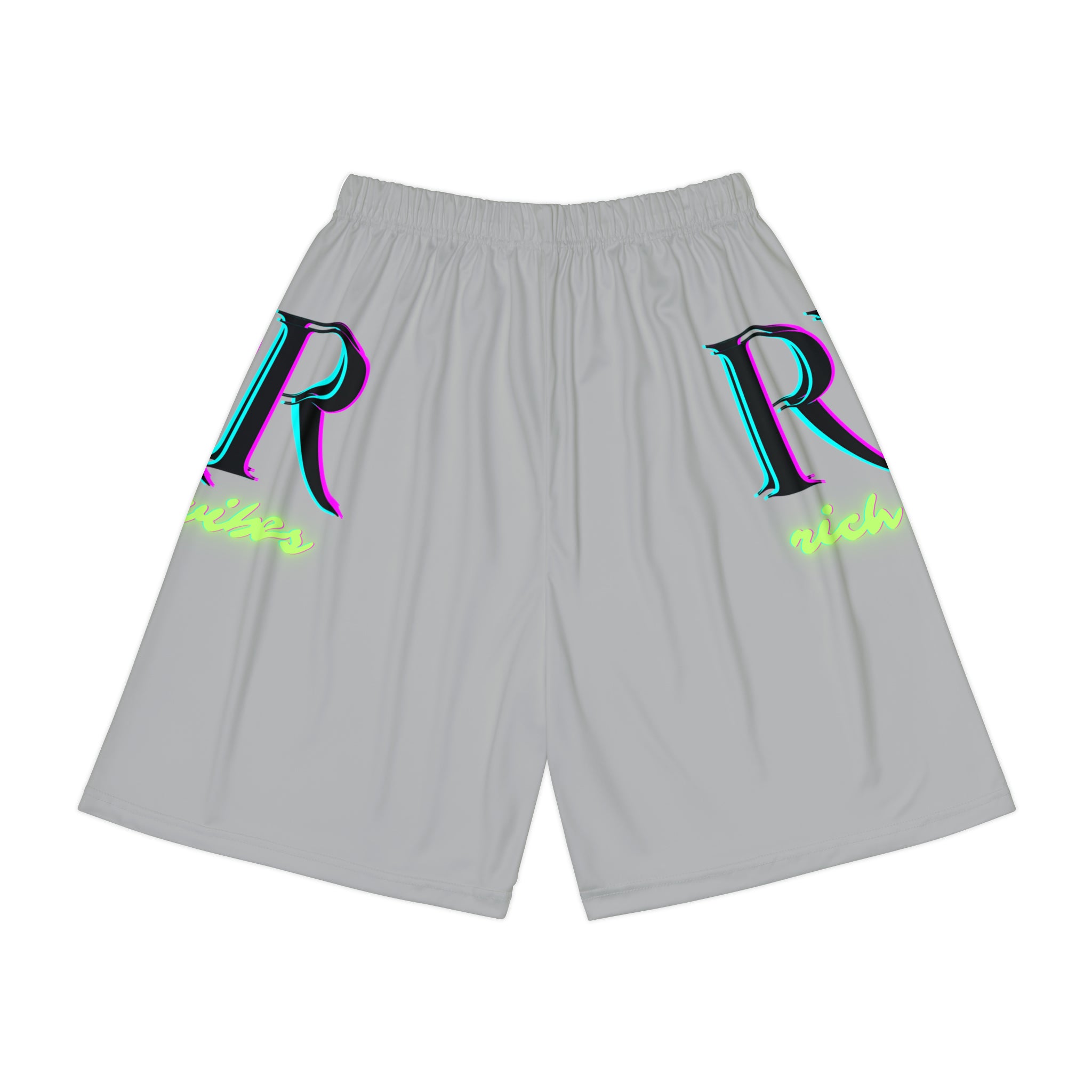 Rich Vibes RR RV Colorful Palm Tree Silhouette - Men’s Sports Shorts (AOP) Light Grey