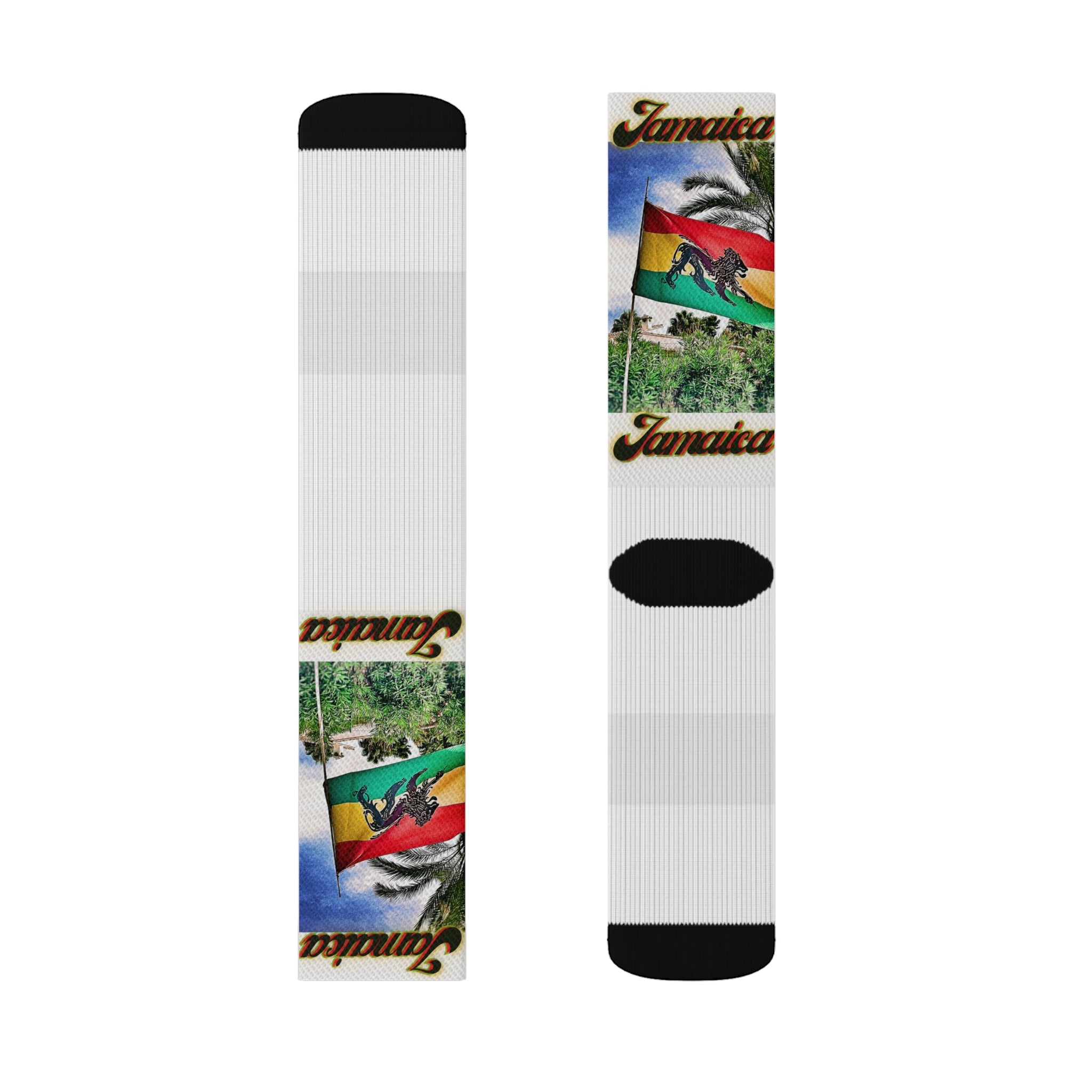 Lion Of Judah Jamaica Flag - White Sublimation Socks
