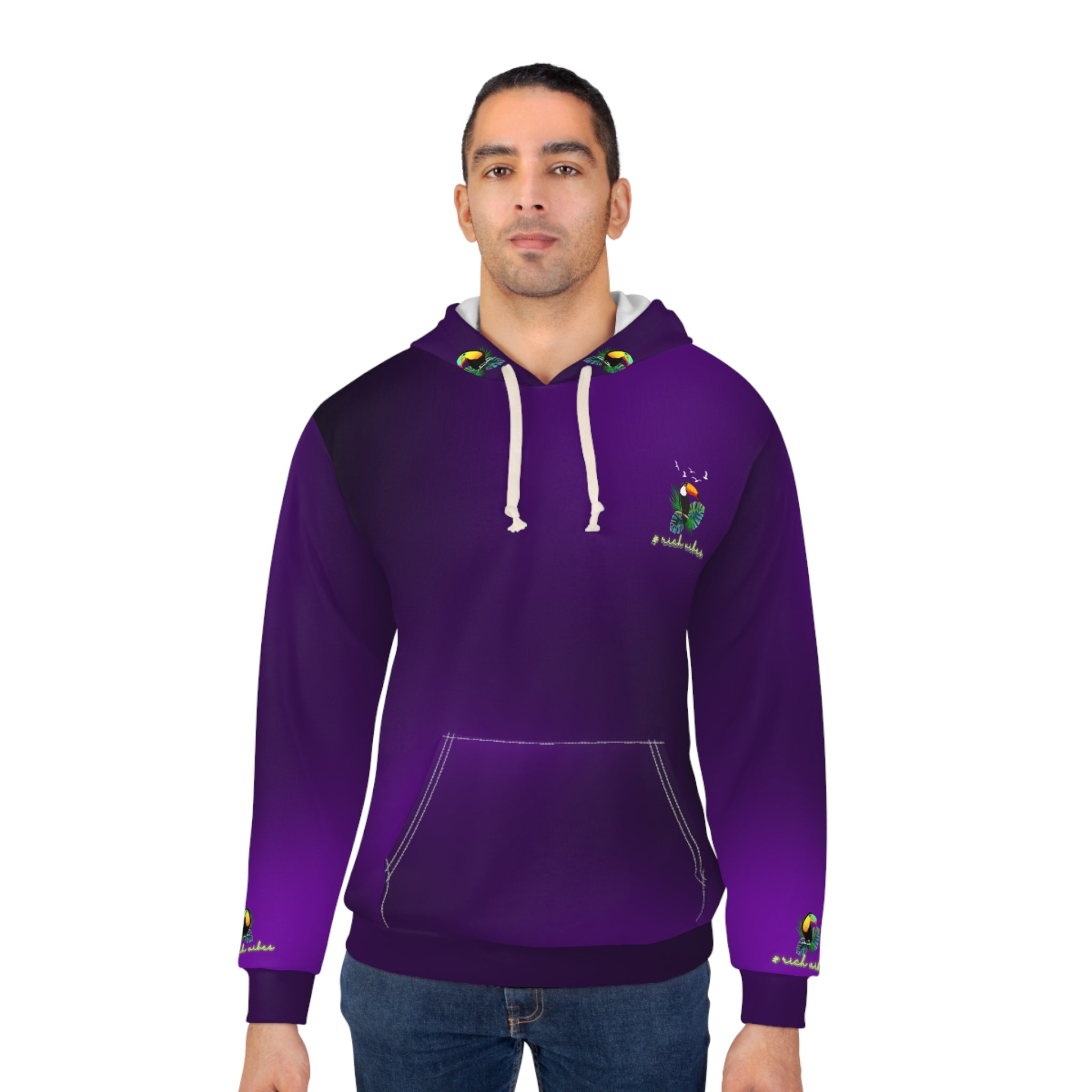 Rich Vibes Tropical Purple Volt RR Tropical Jungle Tiger 1.0 - Unisex Pullover Hoodie (AOP)