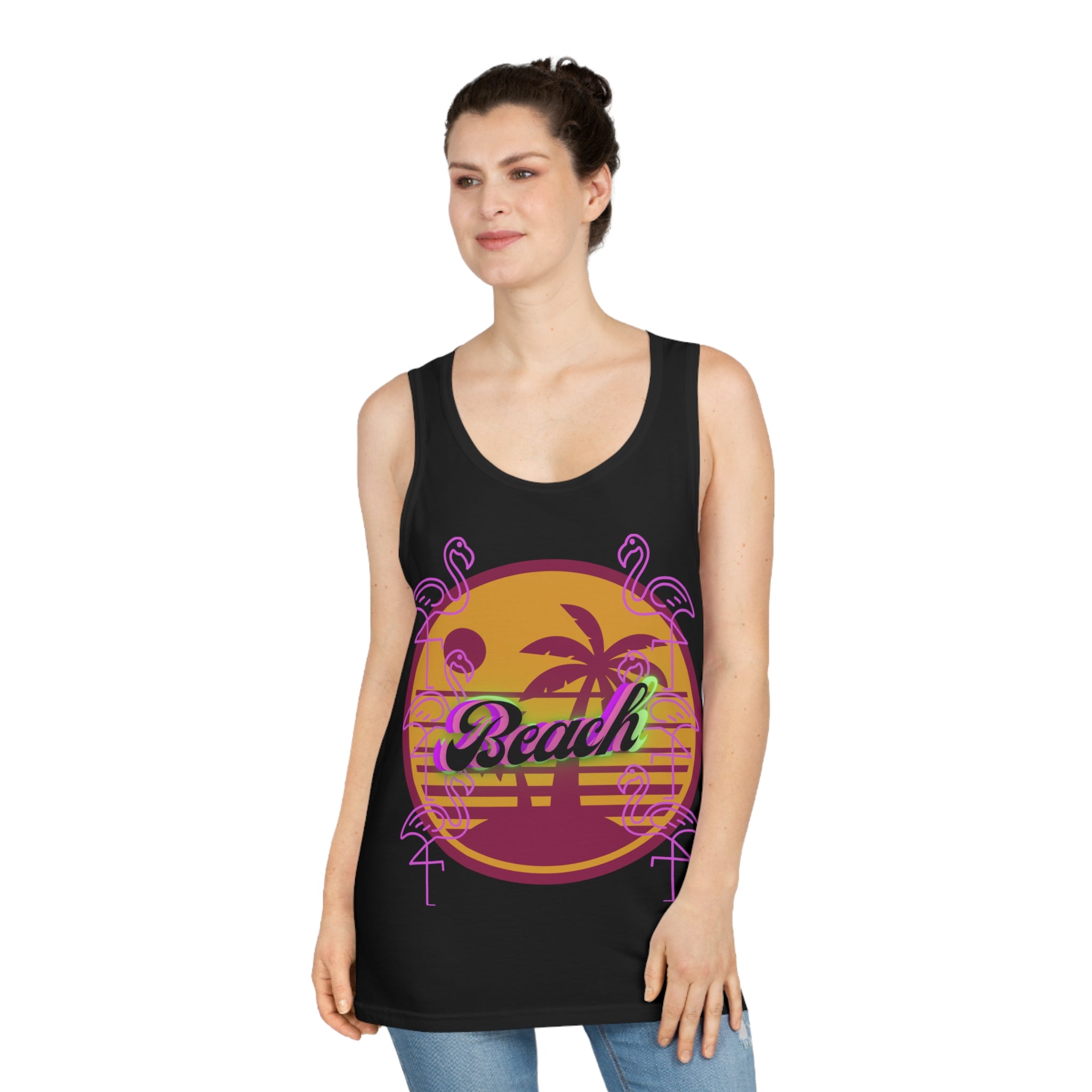 Beach Flamingo Sunset Softstyle™ Tank Top