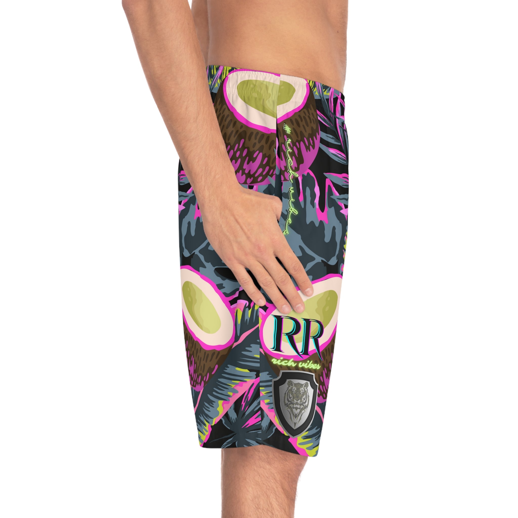 Rich Vibes RR Volt Tropical Coconut Palm Tree - Men's Board Shorts (AOP)
