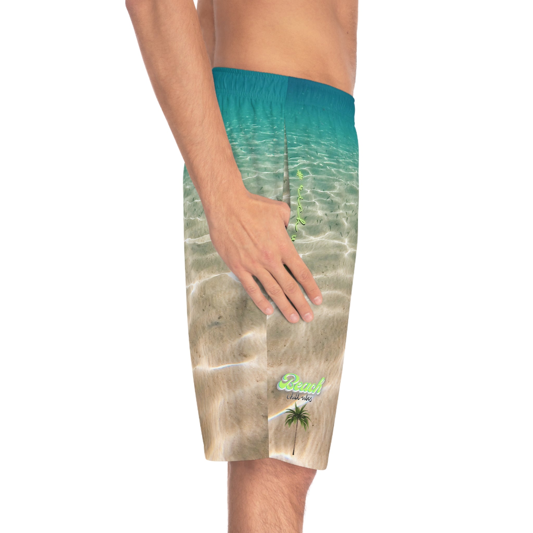Rich Vibes Sea Green Beach Chill Vibes RV2.0 - Men's Board Shorts (AOP)
