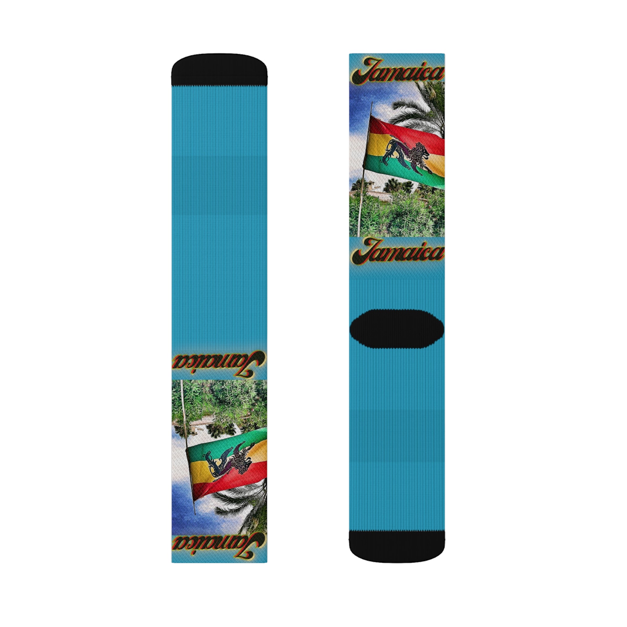 Lion Of Judah Jamaica Flag Turquiose - Sublimation Socks
