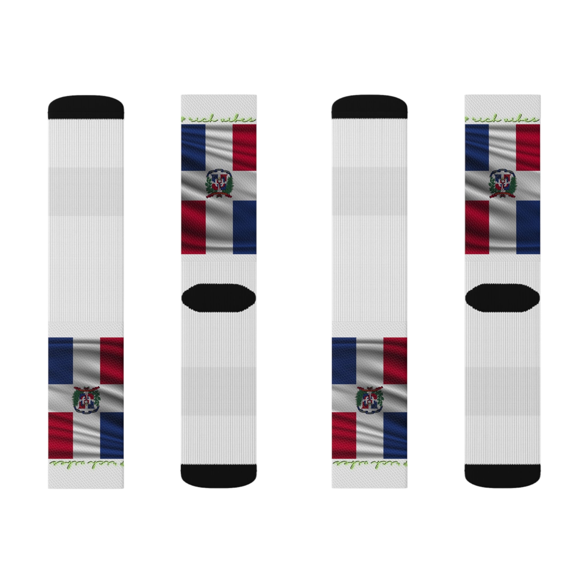Rich Vibes Volt Dominican Republic Flag White - Sublimation Socks