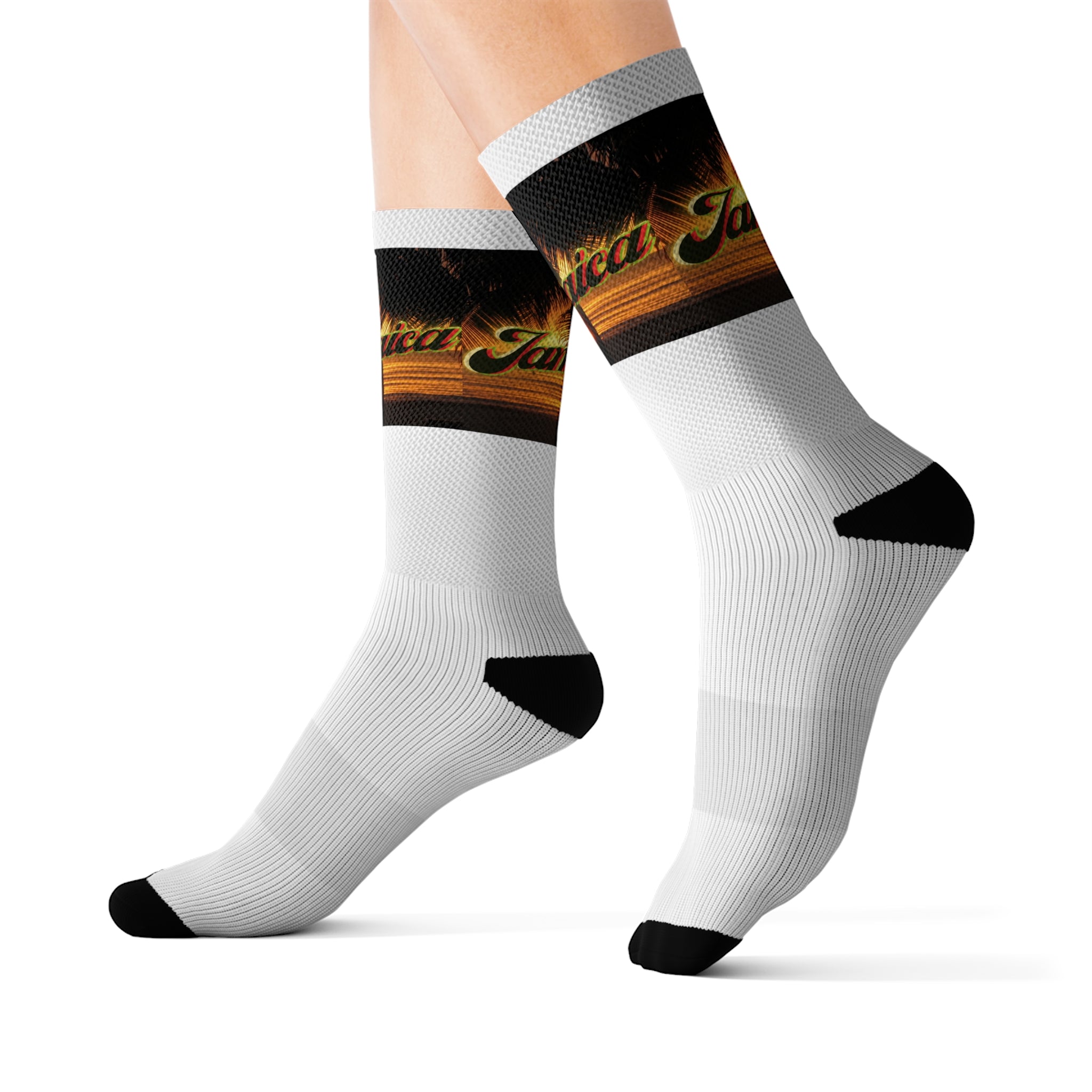Rich Vibes Jamaica Sunset White - Sublimation Socks