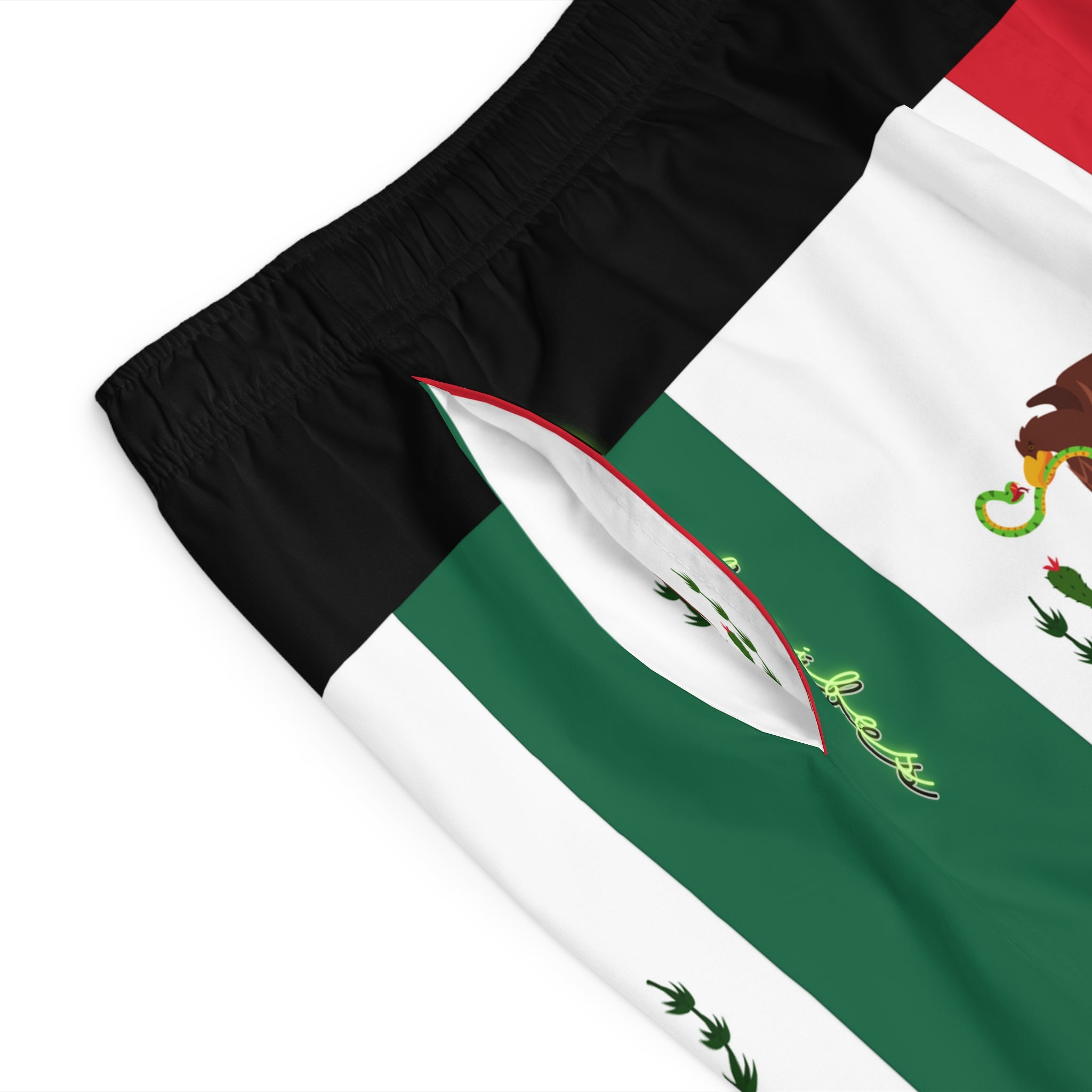 Rich Vibes RR Volt Mexican Flag Tiger Shield 3.5 - Men's Board Shorts (AOP)