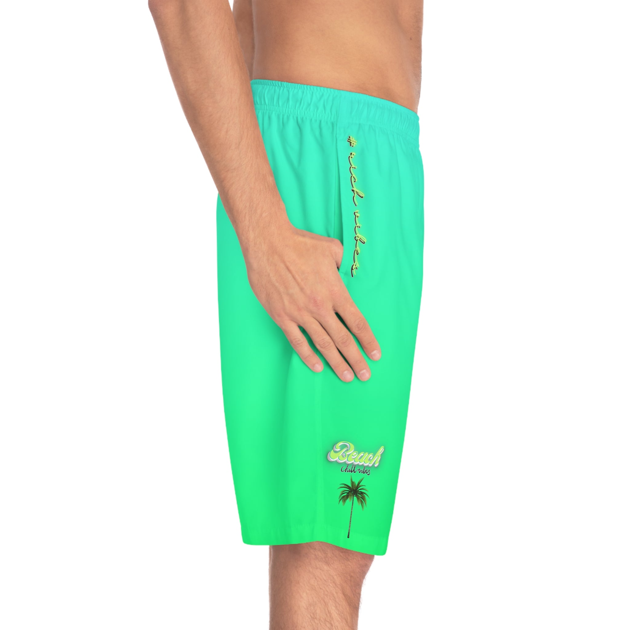 Rich Vibes Volt Green Beach Chill Vibes 1.0 - Men's Board Shorts (AOP)