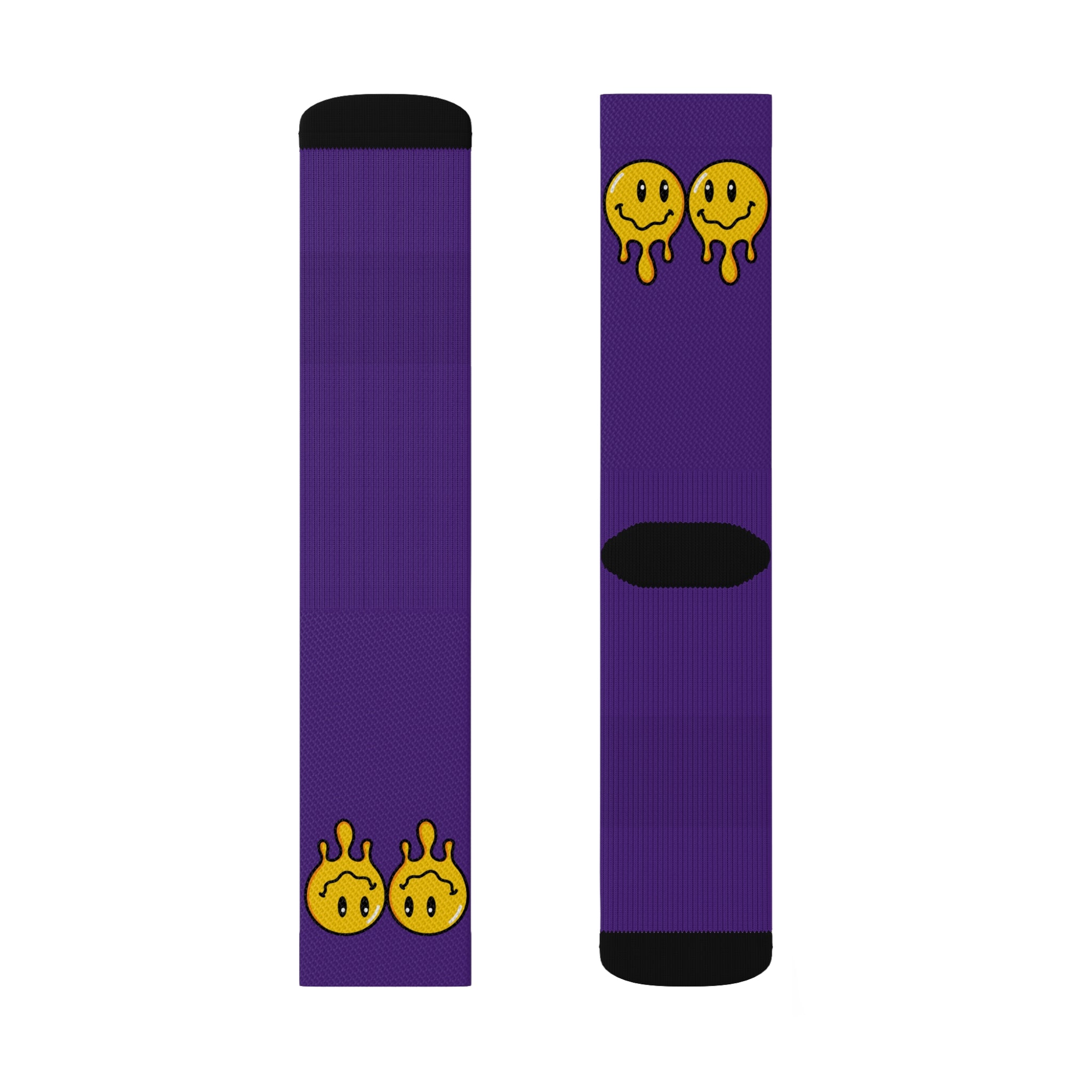 Rich Drip Drippy Smiley Faces - Sublimation Socks Purple