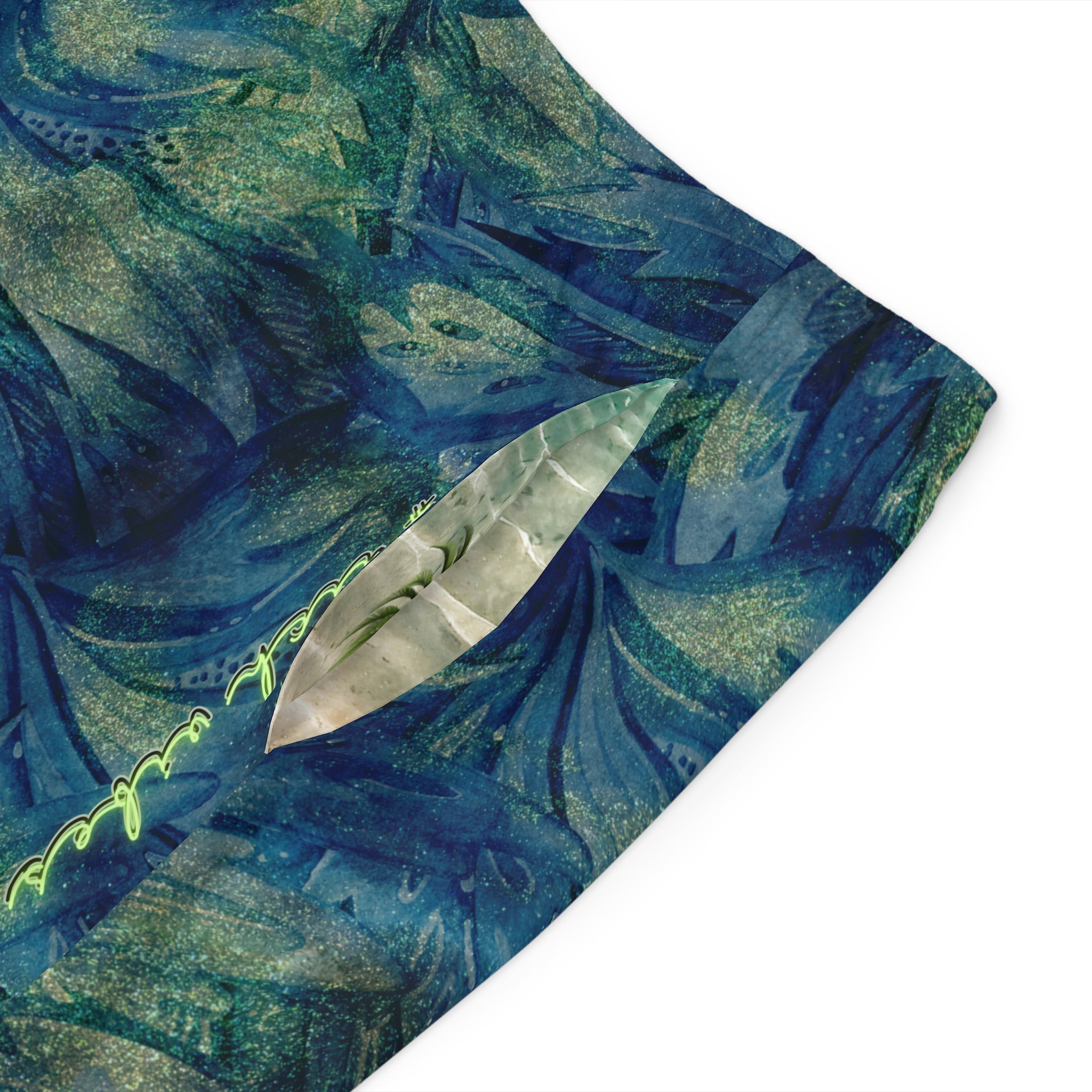 Rich Vibes Blue Green Choral Leaf Beach Chill Vibes RV1.0 - Men's Board Shorts (AOP)