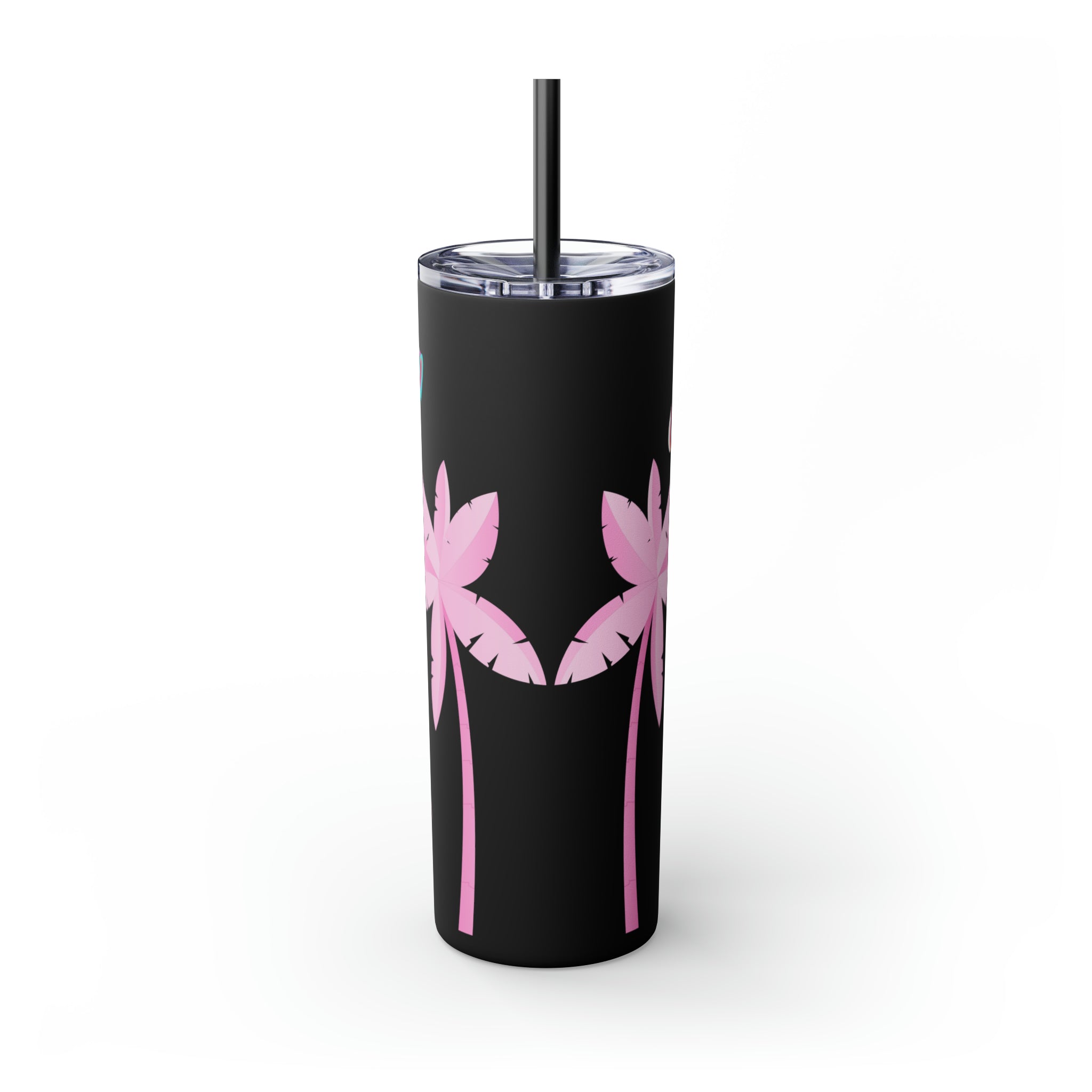 Rich Drip Tropical Pink Palm Tree - Skinny Tumbler with Straw, 20oz