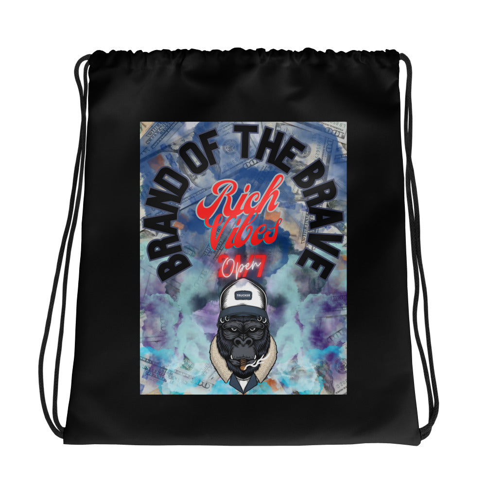 Rich Vibes Brand Of The Brave Cash Denim Drawstring bag