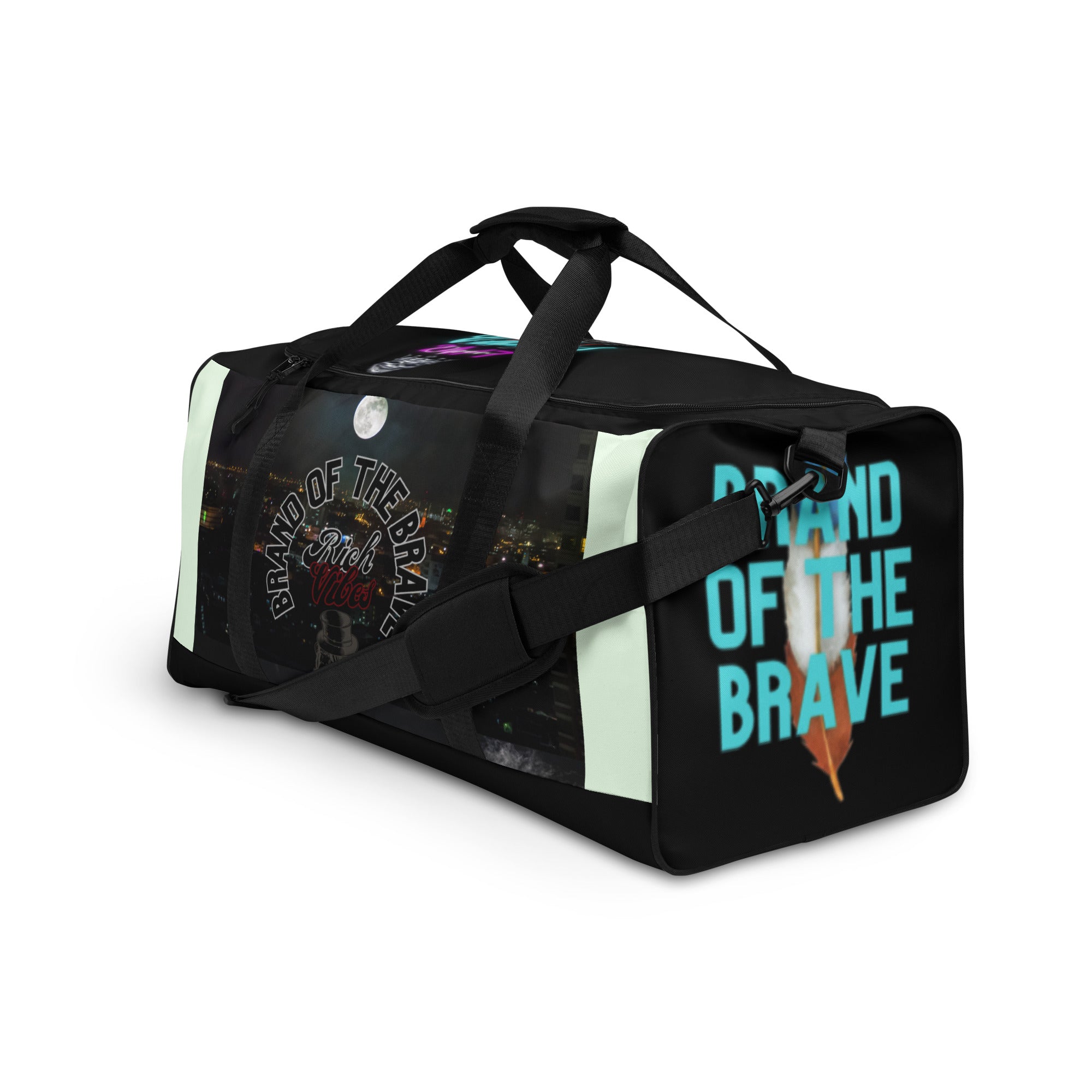 Rich Vibes Brand Of The Brave Bike Life Black Honey Dew Duffle bag