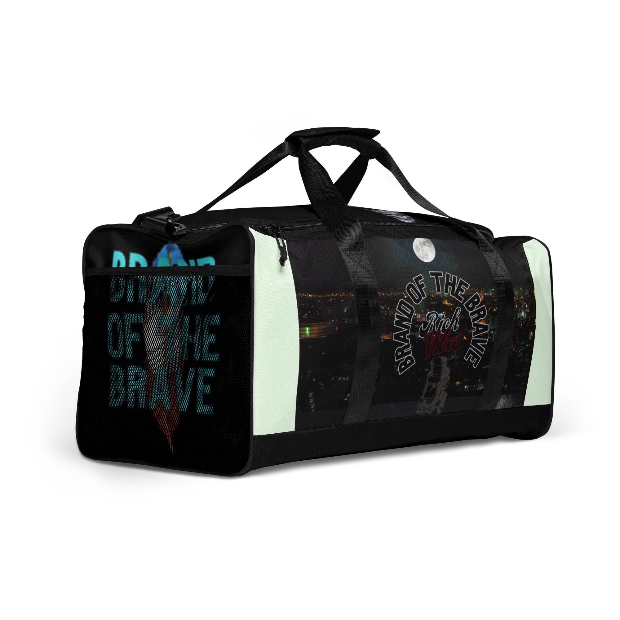 Rich Vibes Brand Of The Brave Bike Life Black Honey Dew Duffle bag