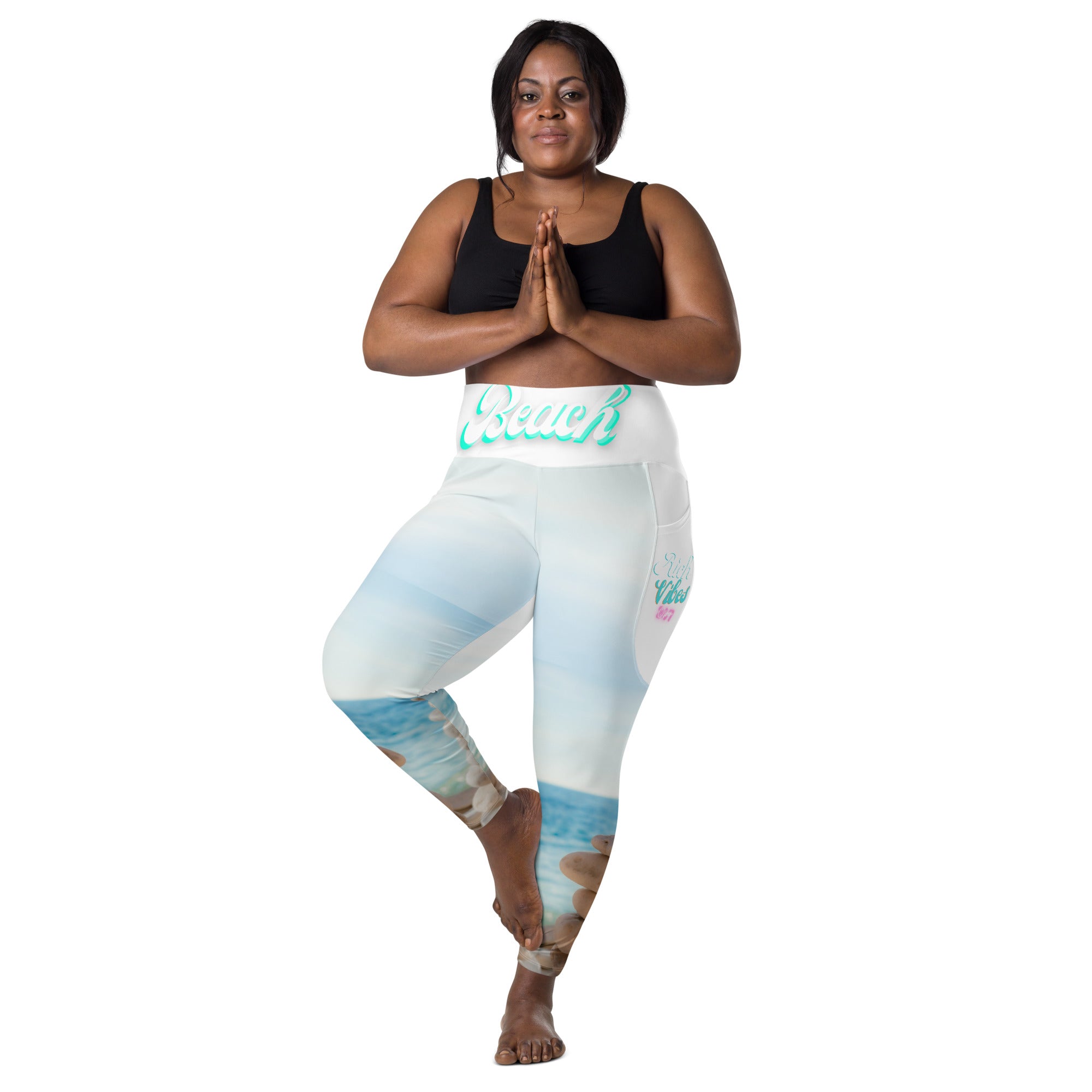 Beach Vibes Zen Stones Leggings with pockets