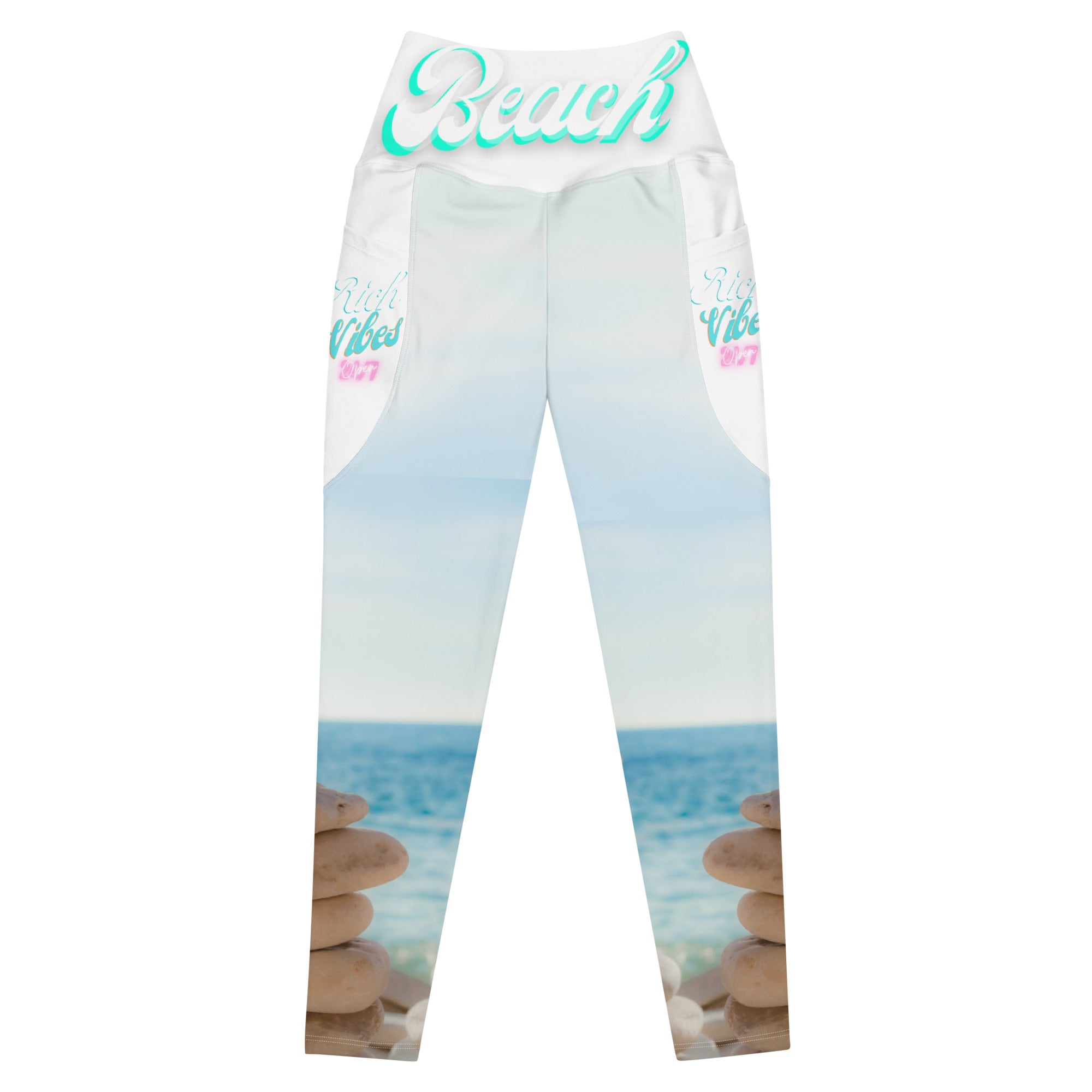 Beach Vibes Zen Stones Leggings with pockets