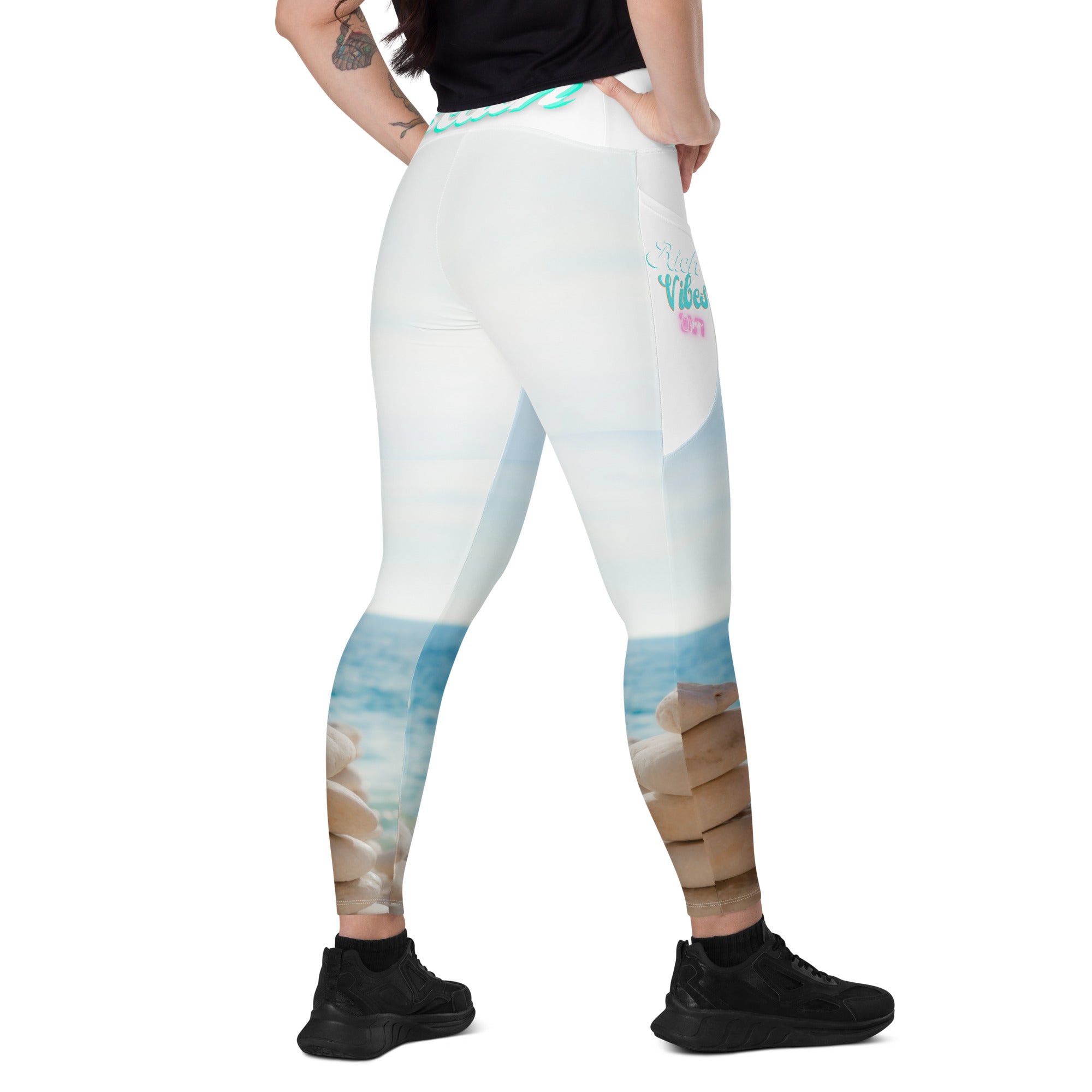 Beach Vibes Zen Stones Leggings with pockets