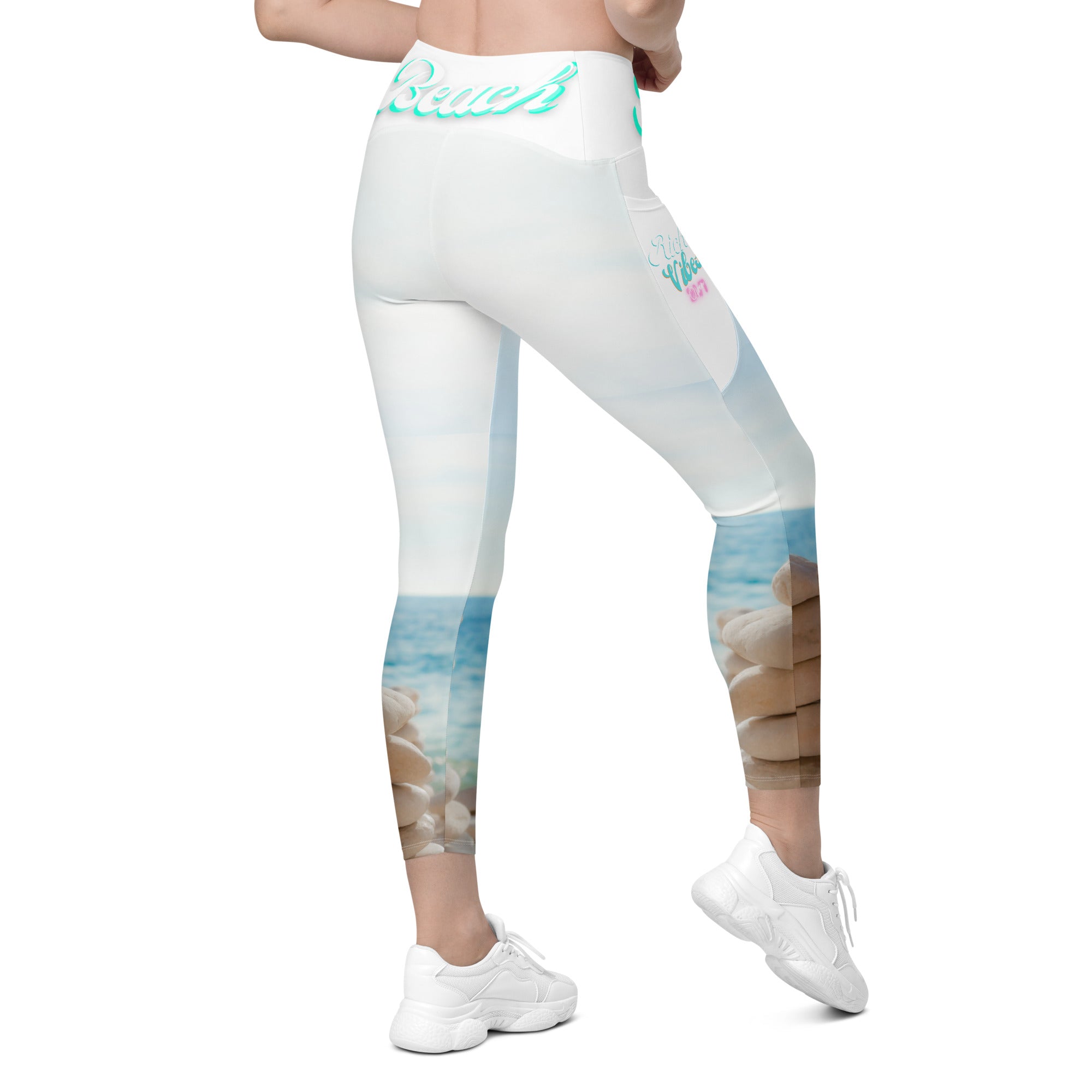 Beach Vibes Zen Stones Leggings with pockets