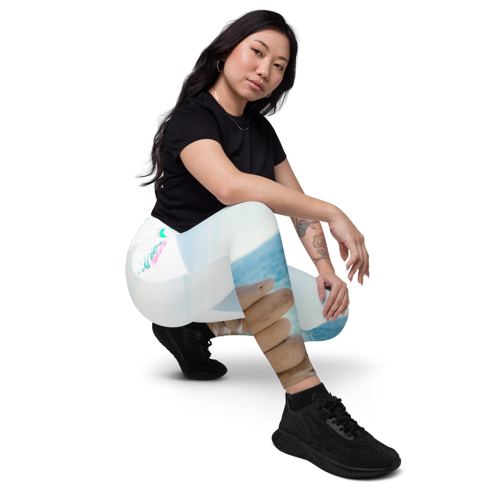 Beach Vibes Zen Stones Leggings with pockets