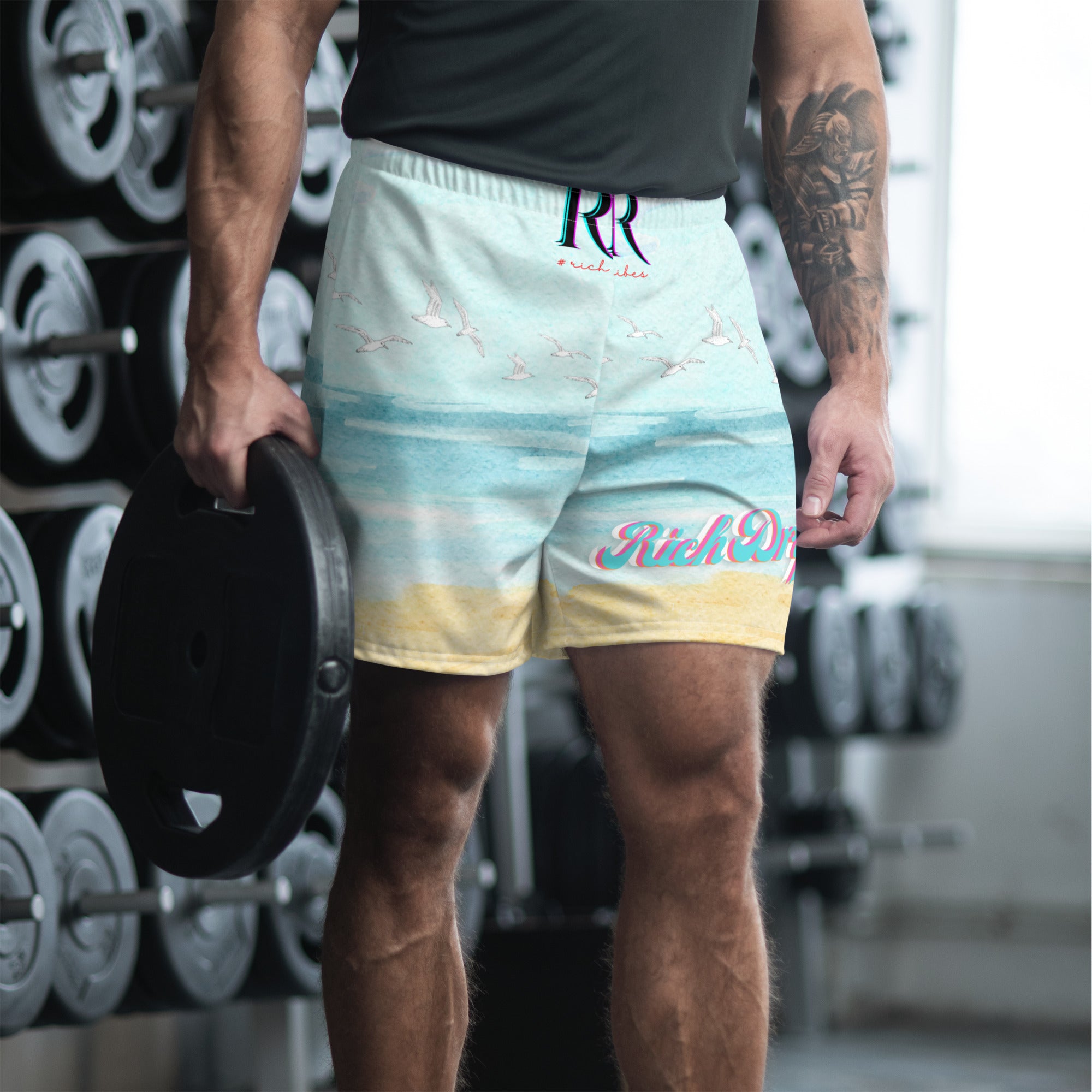 Rich Drip Blue Skies Beach Vibes RR - Men's Recycled Athletic Shorts