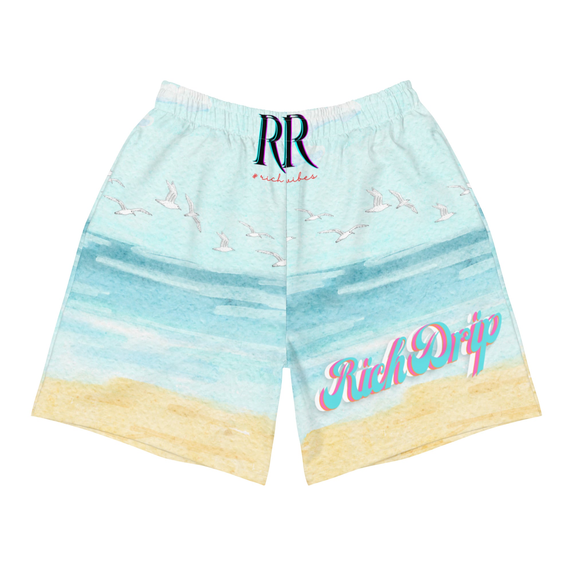 Rich Drip Blue Skies Beach Vibes RR - Men's Recycled Athletic Shorts