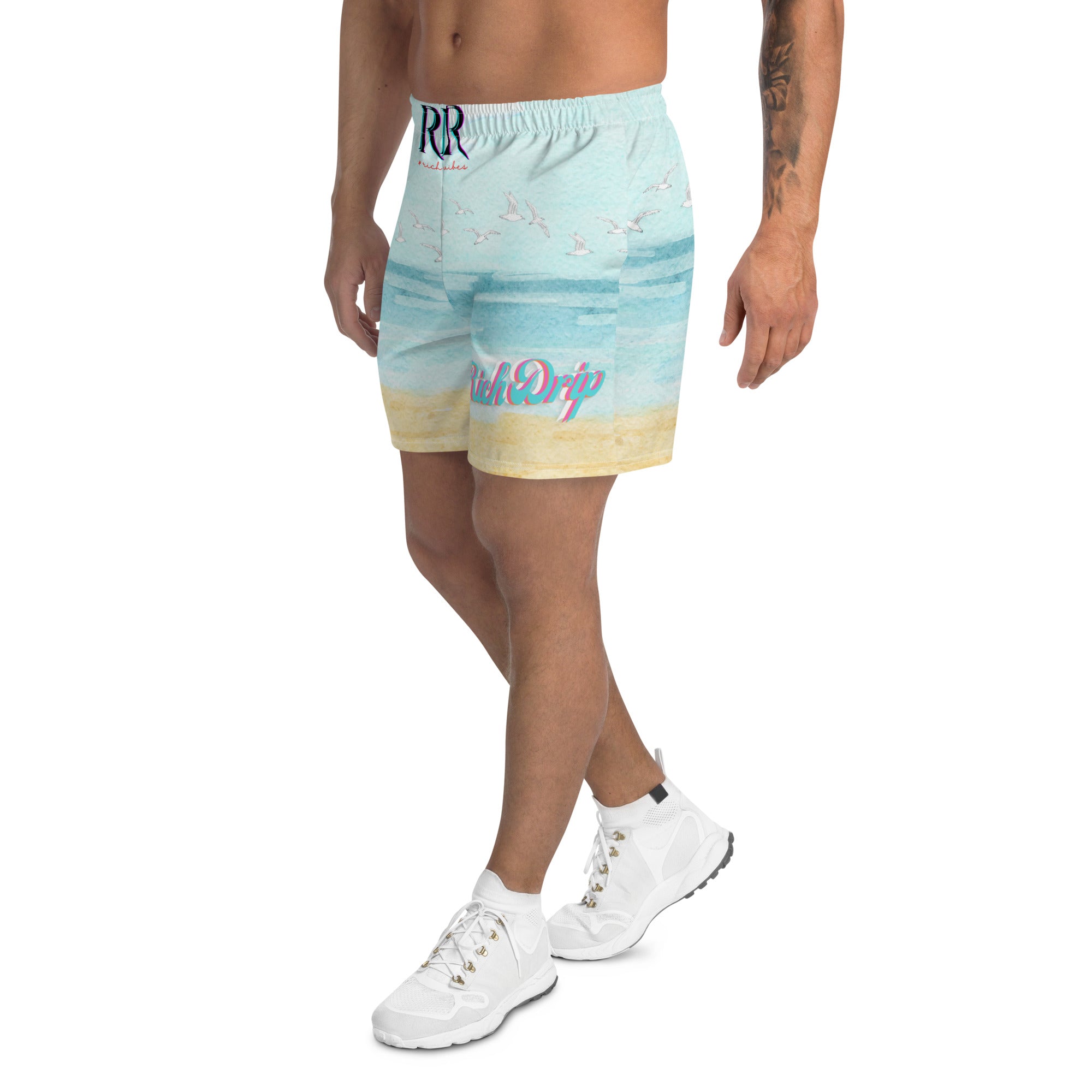 Rich Drip Blue Skies Beach Vibes RR - Men's Recycled Athletic Shorts