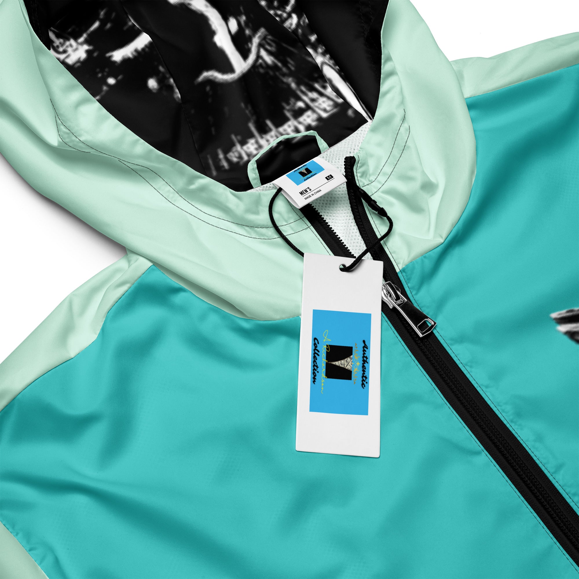 Rich Vibes RV Palm Tree Turquoise Humming Bird Archangel Signature Collection - Men’s windbreaker