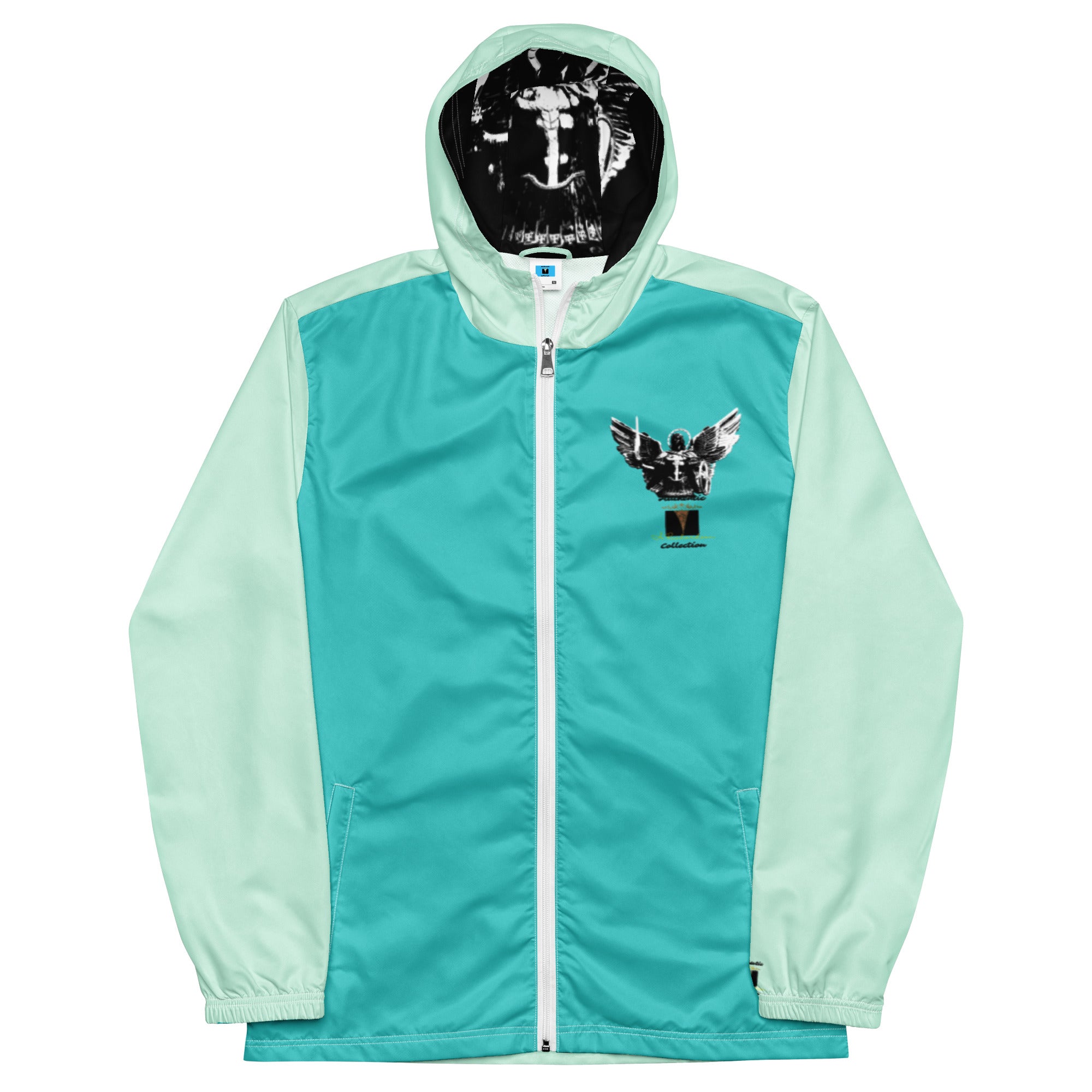 Rich Vibes RV Palm Tree Turquoise Humming Bird Archangel Signature Collection - Men’s windbreaker