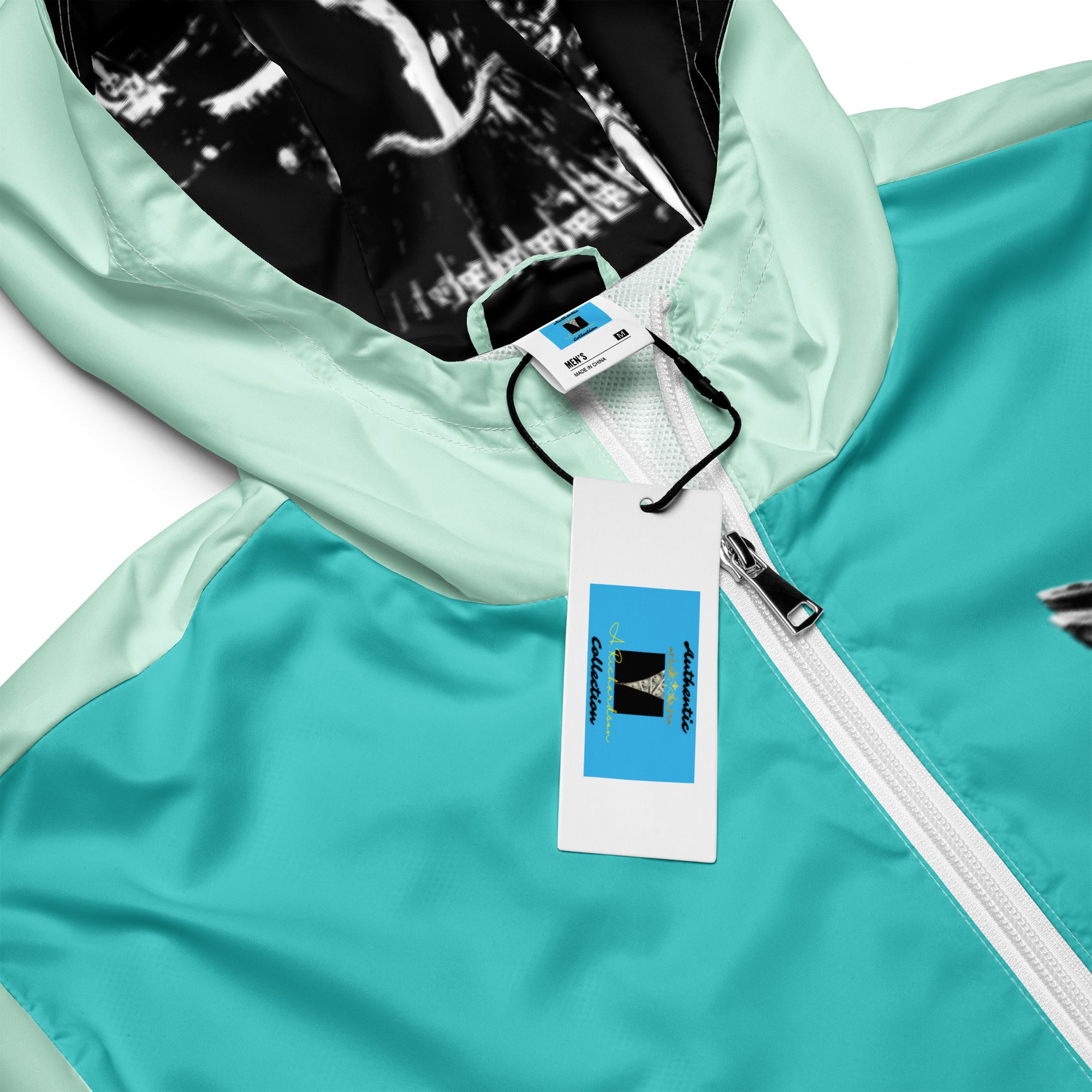 Rich Vibes RV Palm Tree Turquoise Humming Bird Archangel Signature Collection - Men’s windbreaker