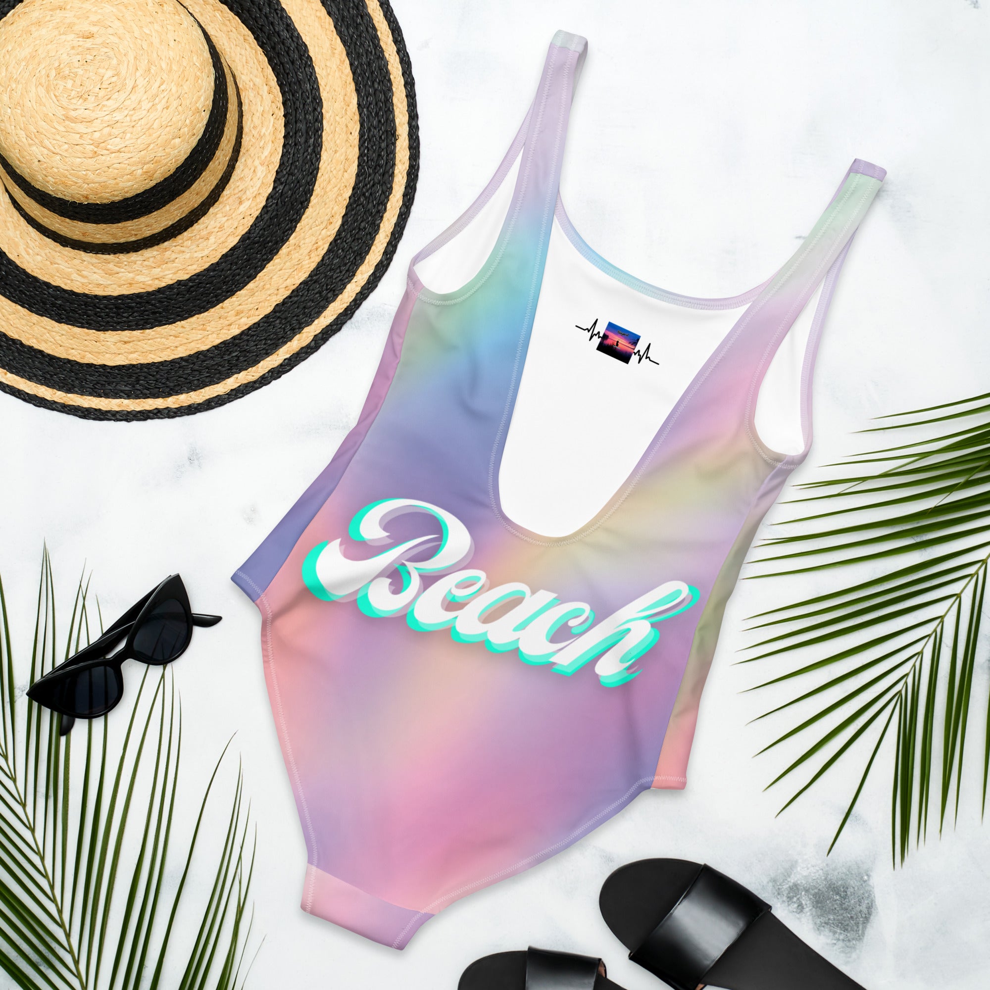 Vineyard Vibes Miami Beach Water Color Silhouette - One-Piece Swimsuit