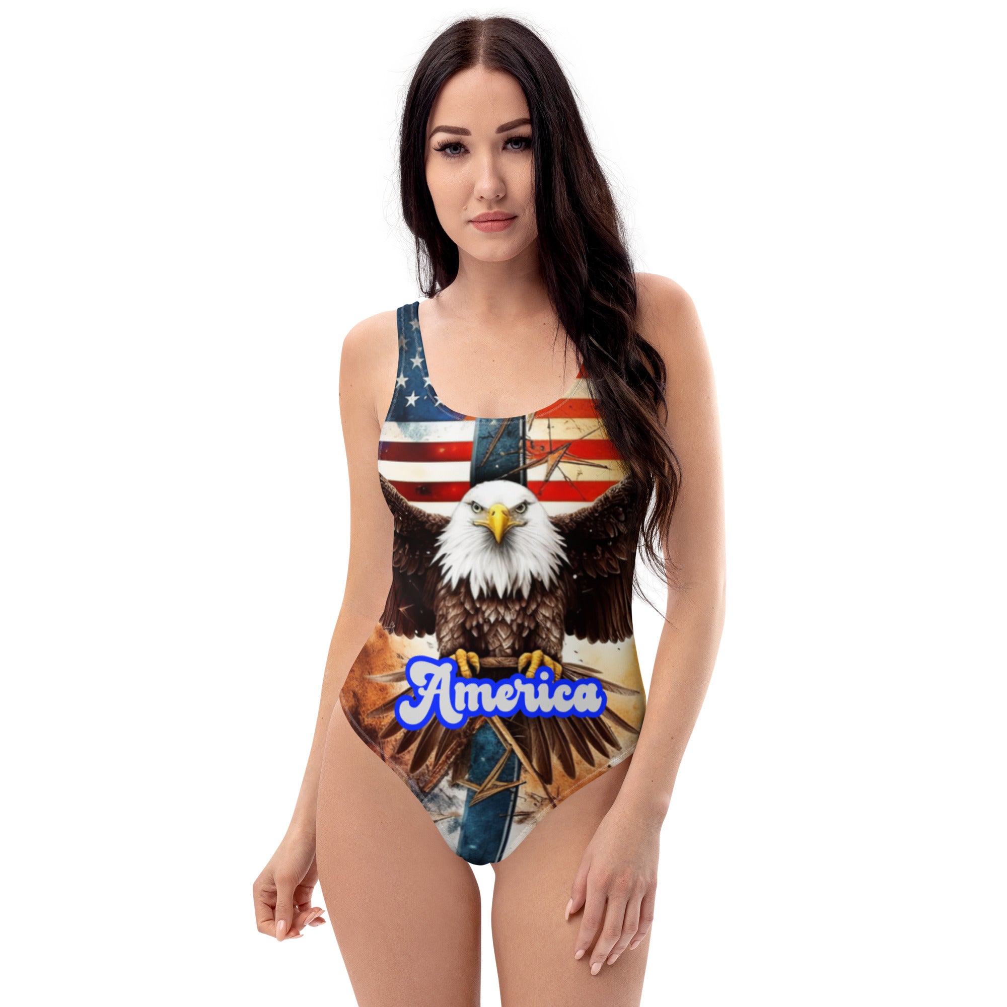 Brand Of The Brave American Bald Eagle Flag Post - One-Piece Swimsuit