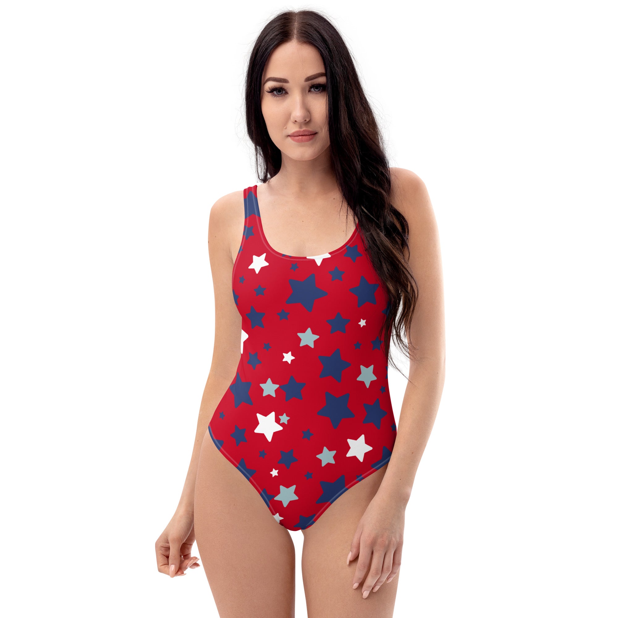 Multicolor Stars Made In America Back One-Piece Swimsuit - Red