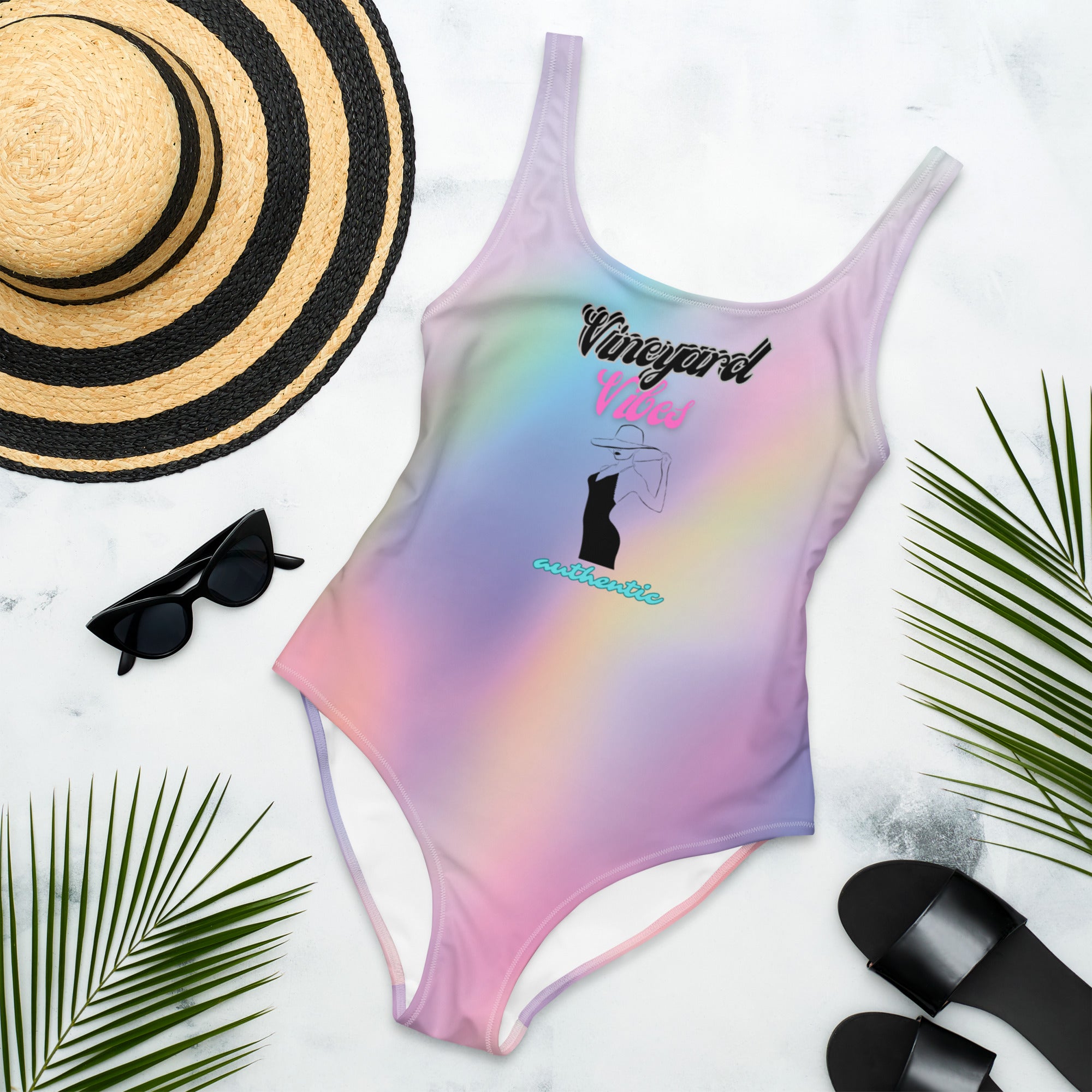 Vineyard Vibes Miami Beach Water Color Silhouette - One-Piece Swimsuit