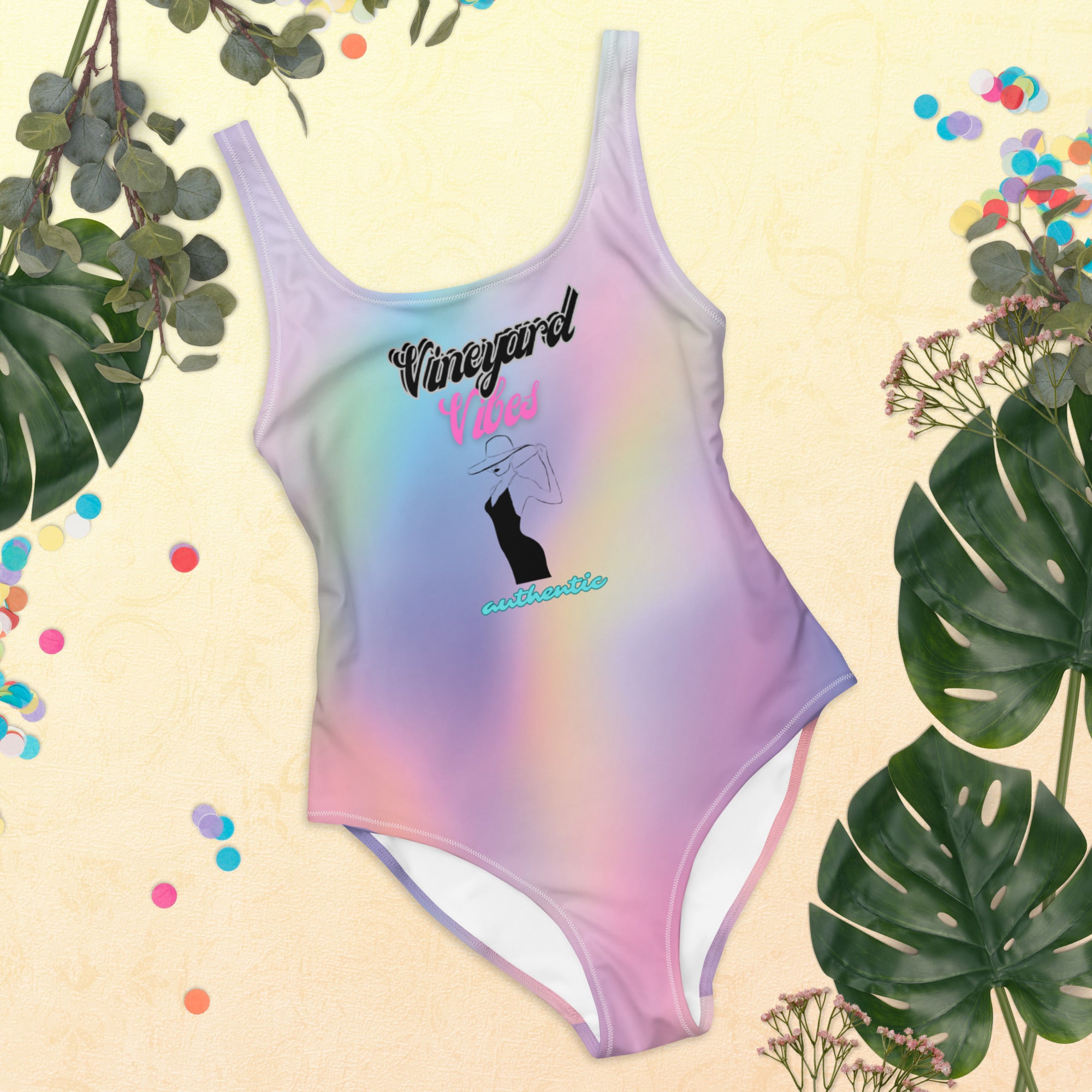 Vineyard Vibes Miami Beach Water Color Silhouette - One-Piece Swimsuit