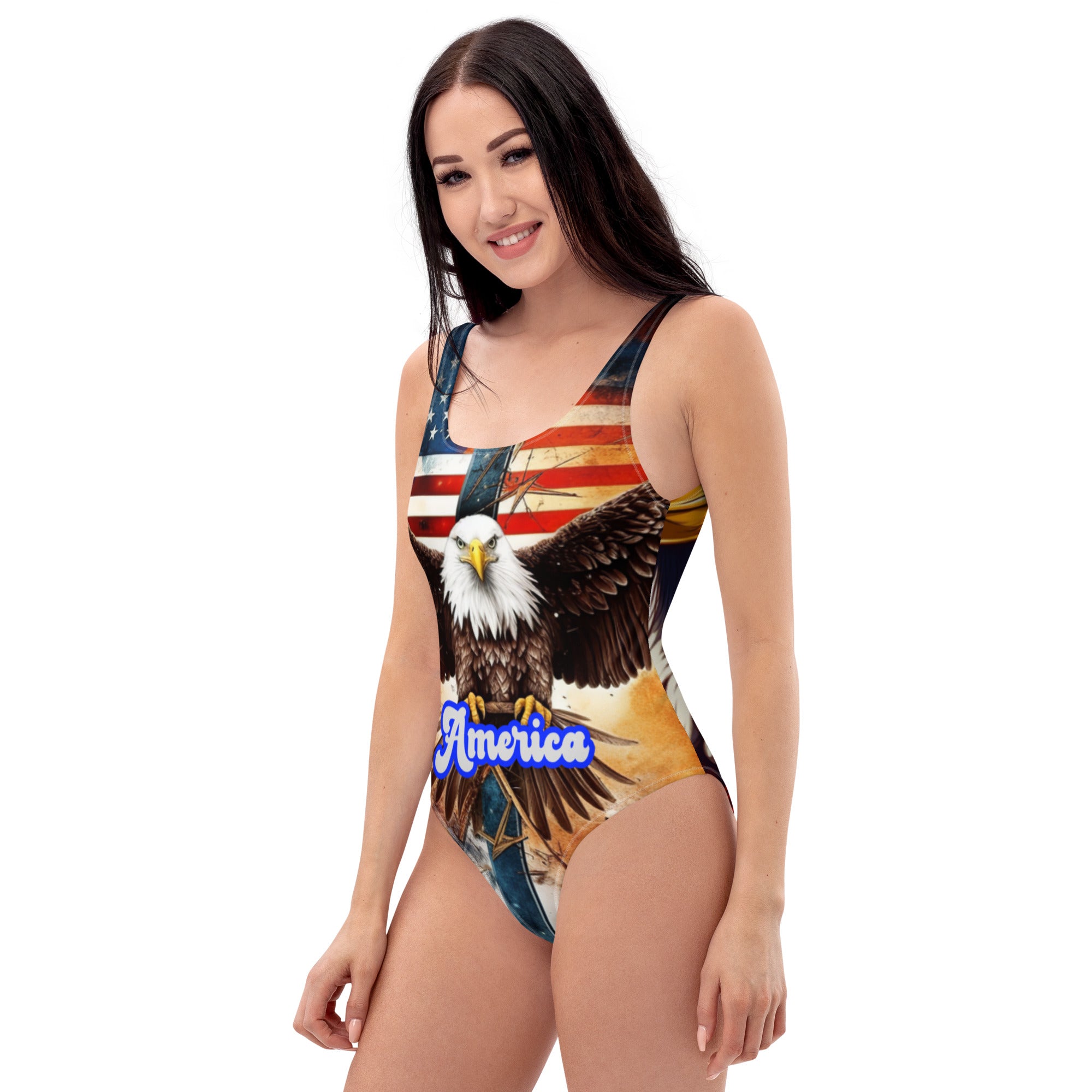 Brand Of The Brave American Bald Eagle Flag Post - One-Piece Swimsuit