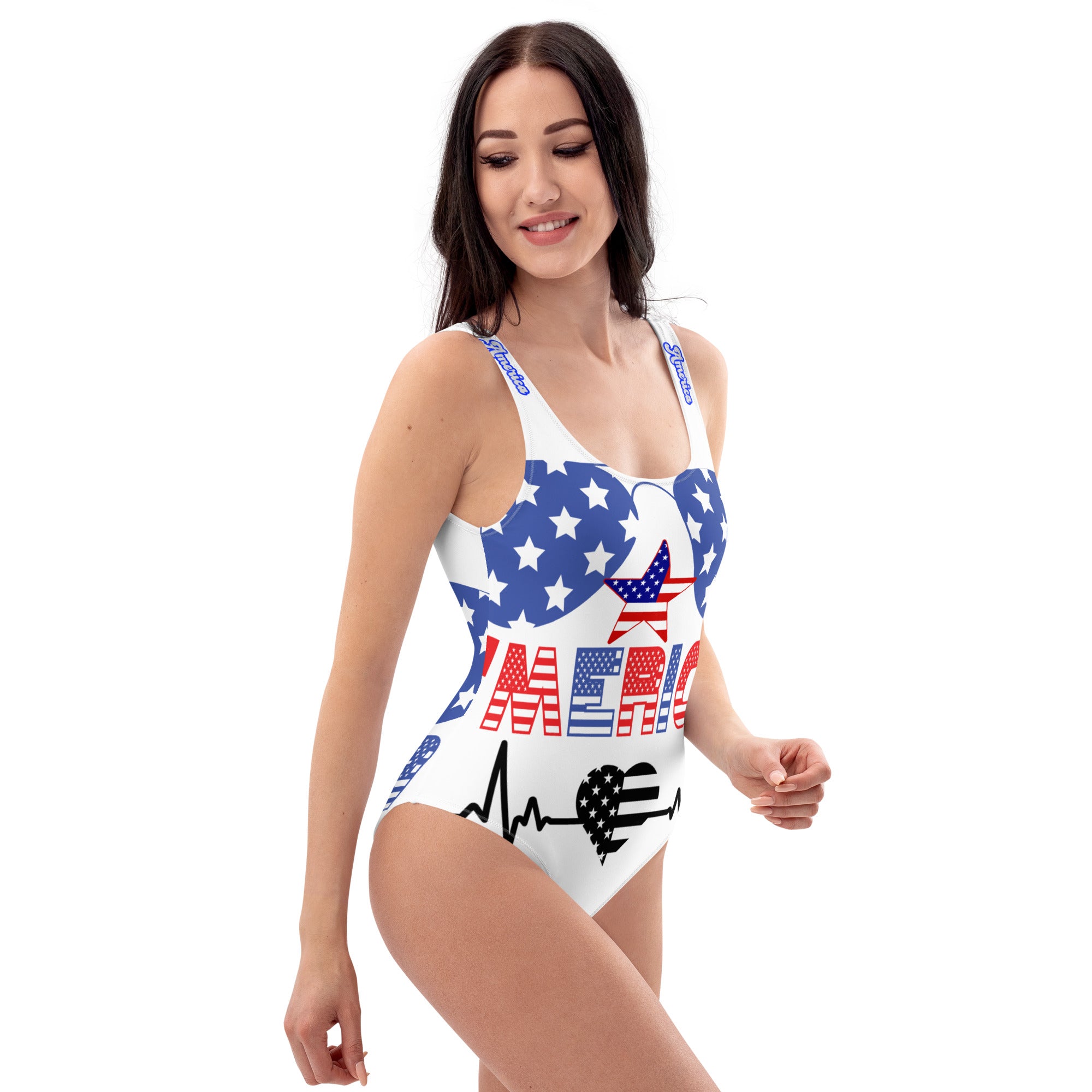Brand Of The Brave Aviator Heart Beat American Flag - One-Piece Swimsuit