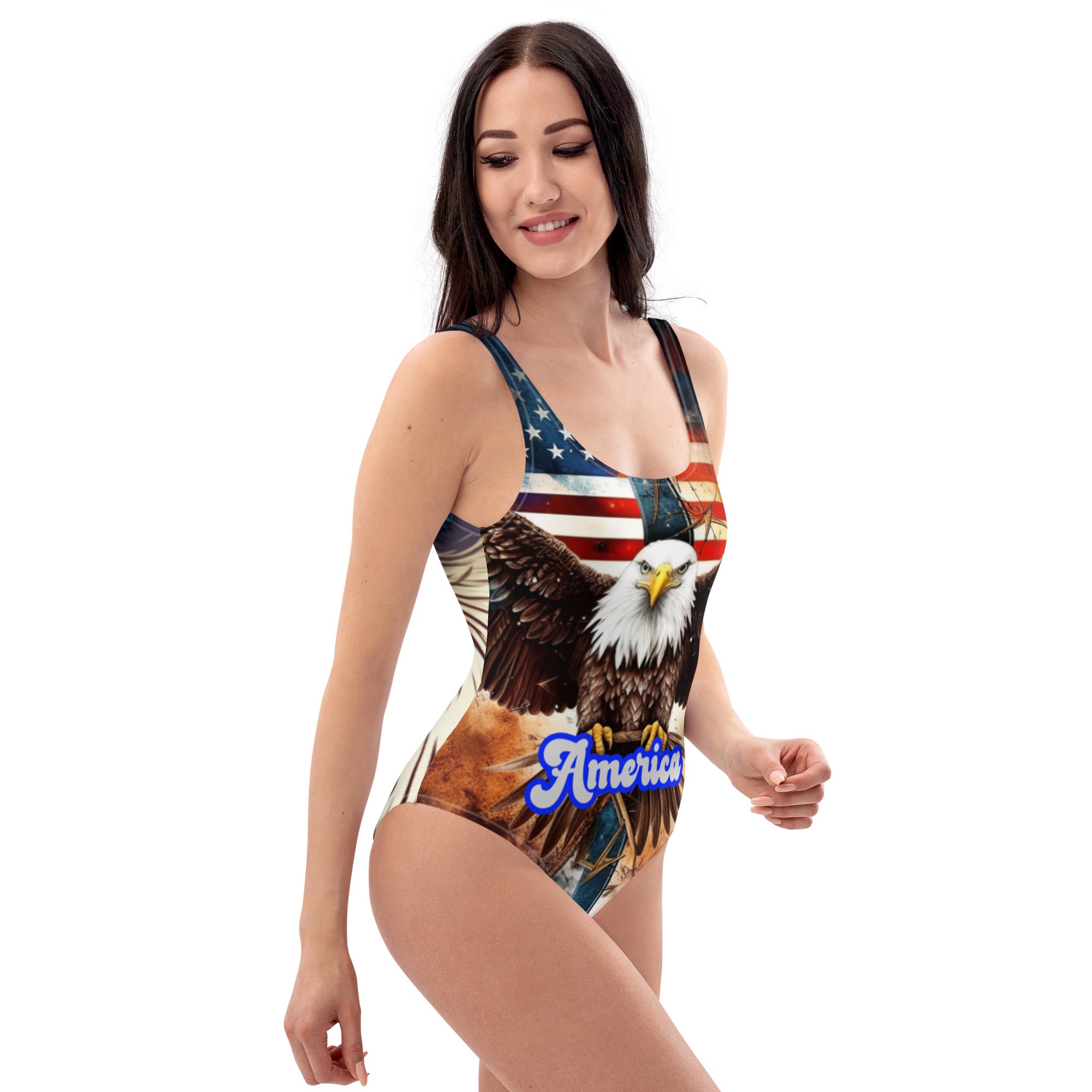 Brand Of The Brave American Bald Eagle Flag Post - One-Piece Swimsuit